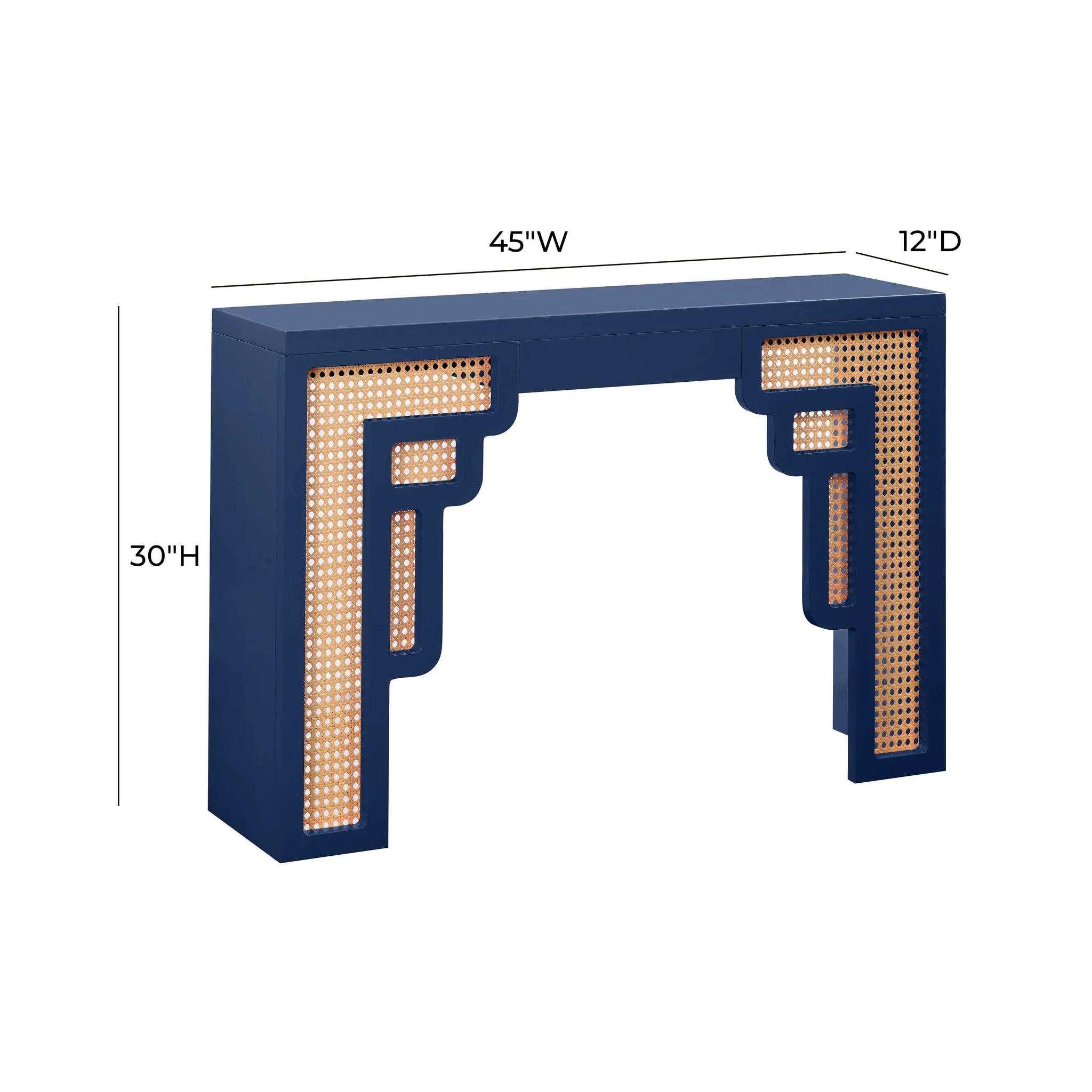 Suzie Navy & Rattan Console Table - Image 6