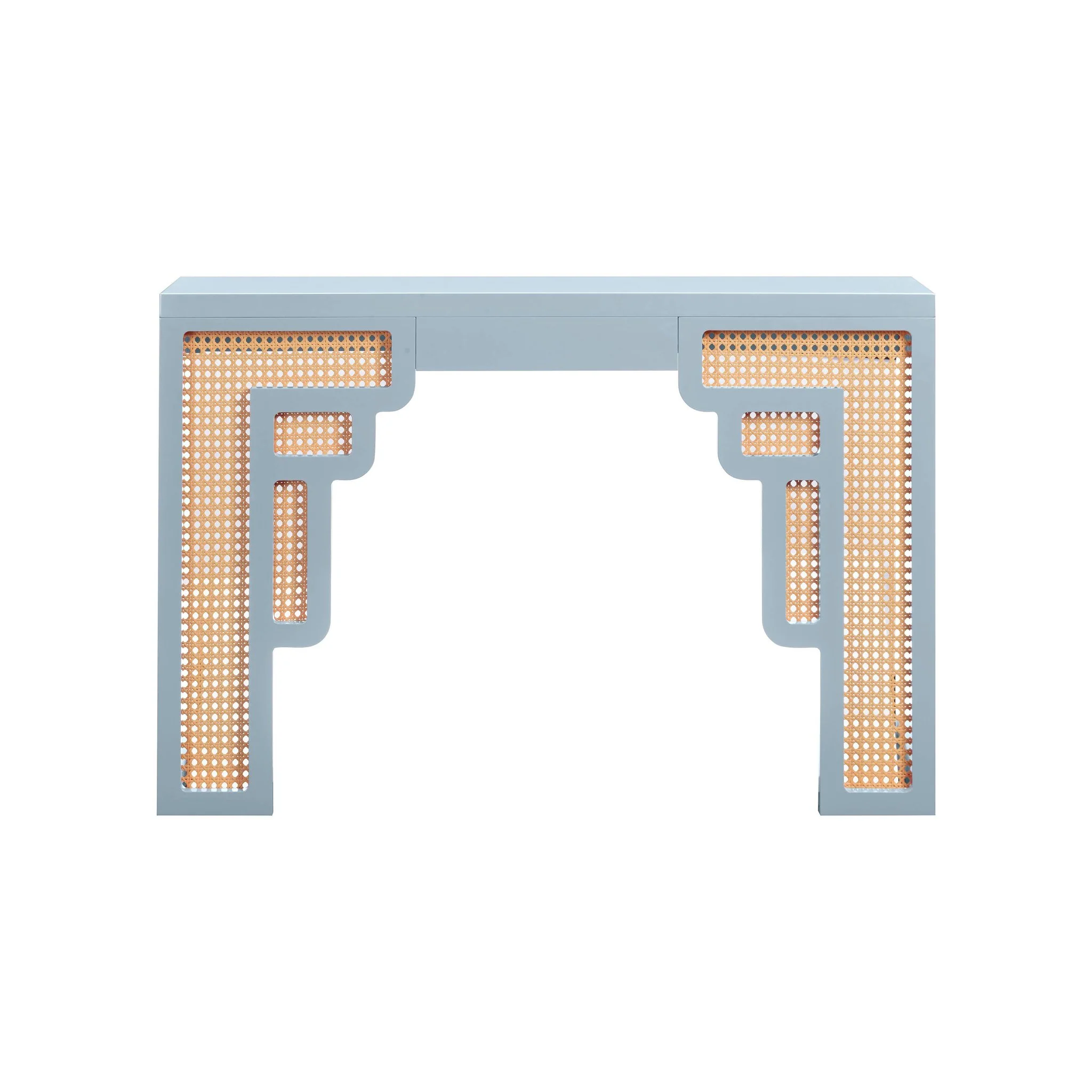 Suzie Pastel Blue & Rattan Console Table - Image 3