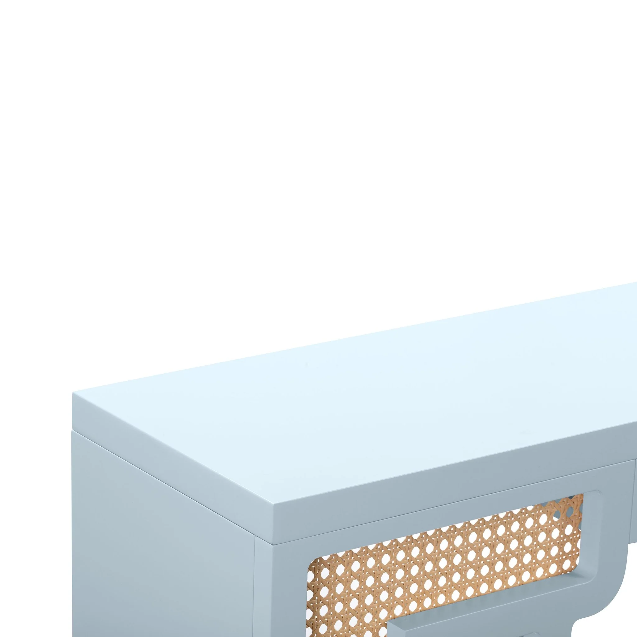 Suzie Pastel Blue & Rattan Console Table - Image 5
