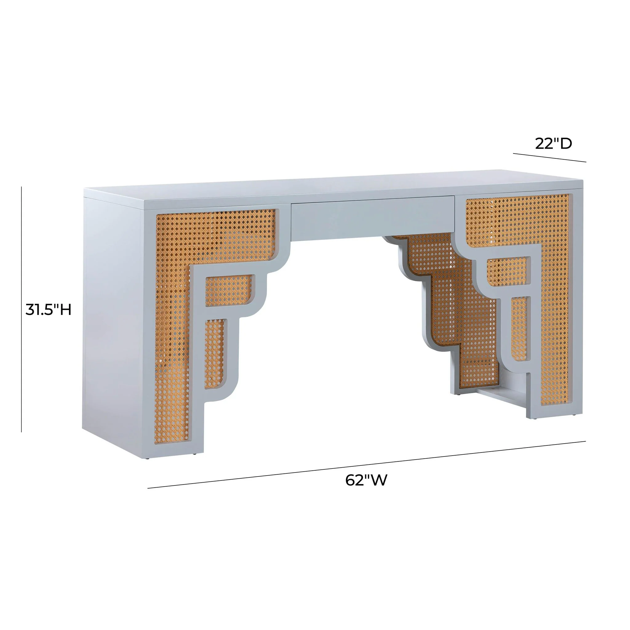 Suzie Pastel Blue & Rattan Executive Desk - Image 8