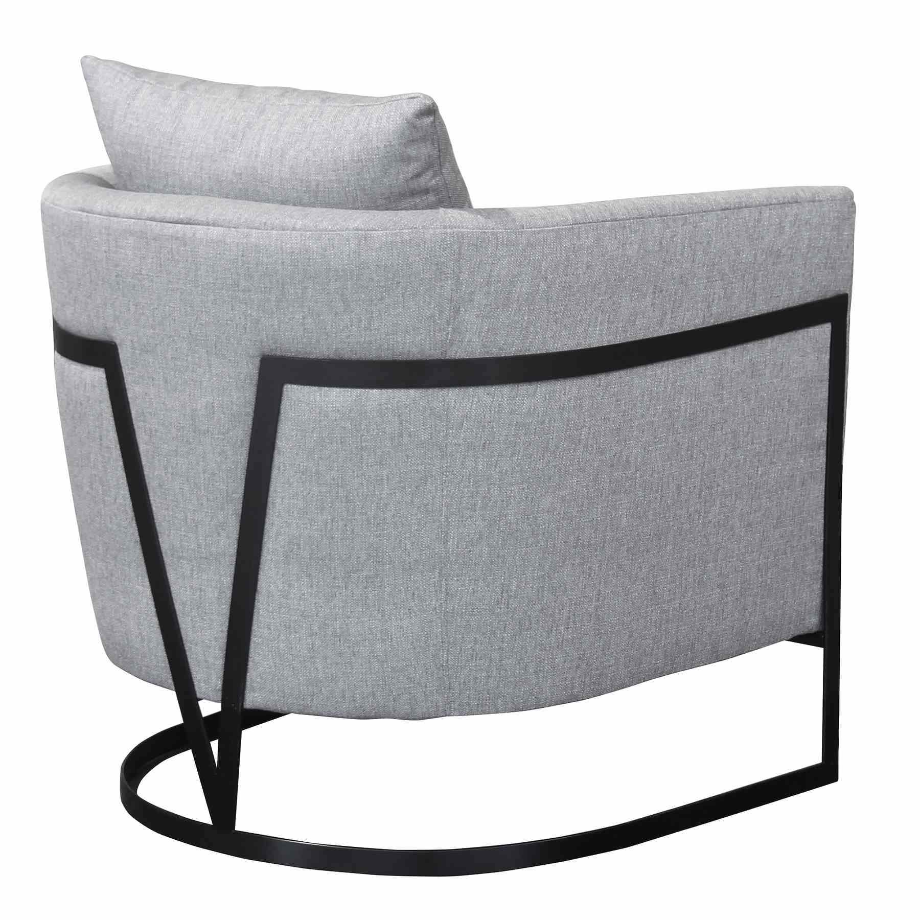 Swan Contemporary Accent Chair with Black Iron Finish Gray Fabric - Image 2