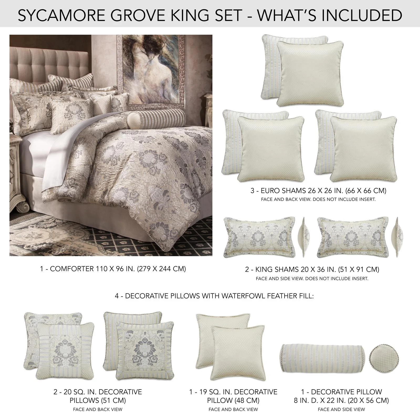 Sycamore Grove 10-Piece King Comforter Set - Silver - Image 3
