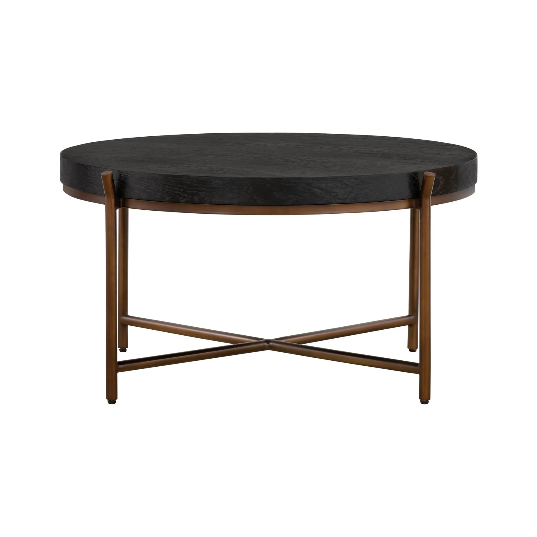 Sylvie Brushed Oak and Metal Round Coffee Table - Image 2