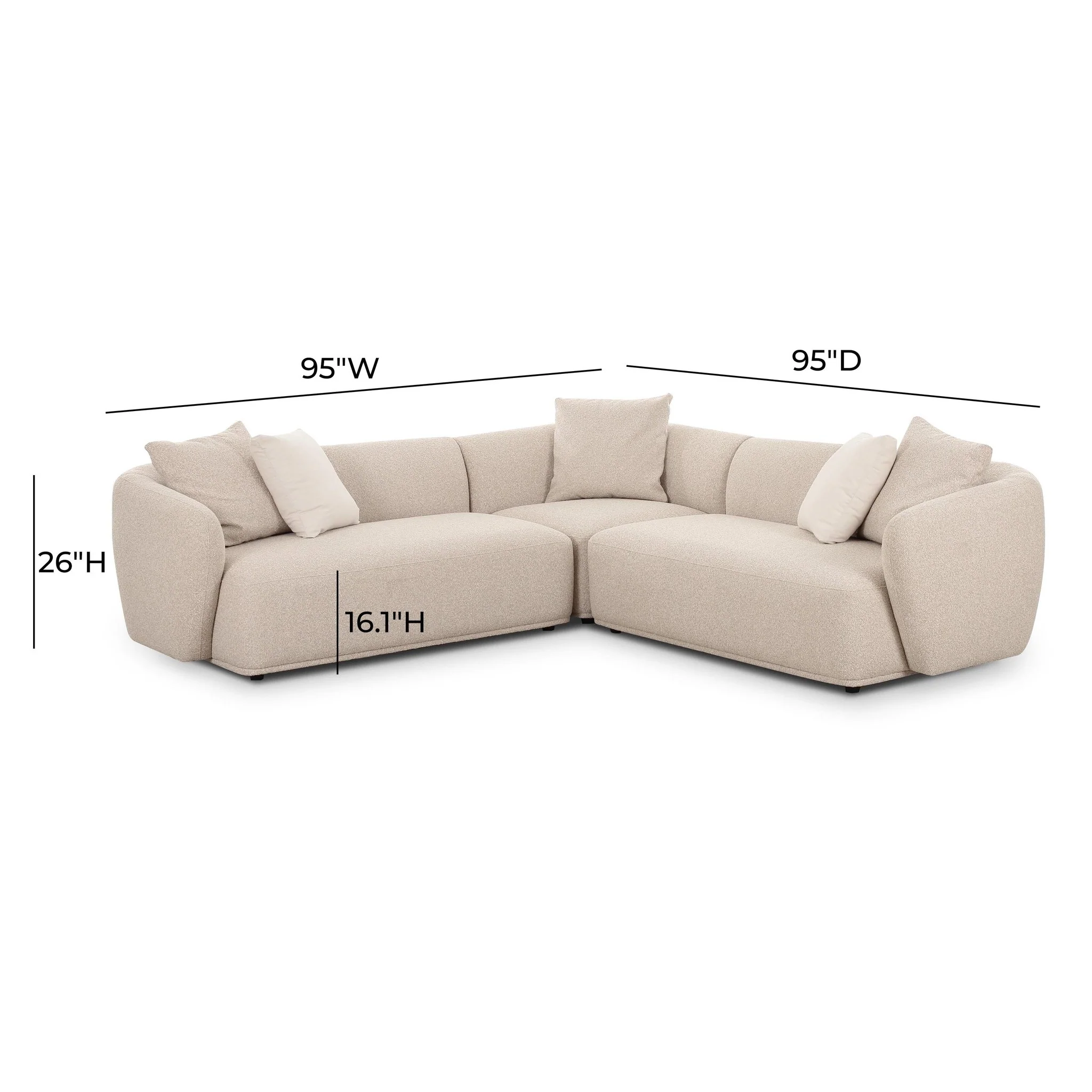 Sylvie Cream Boucle 3-Piece Sectional - Image 6
