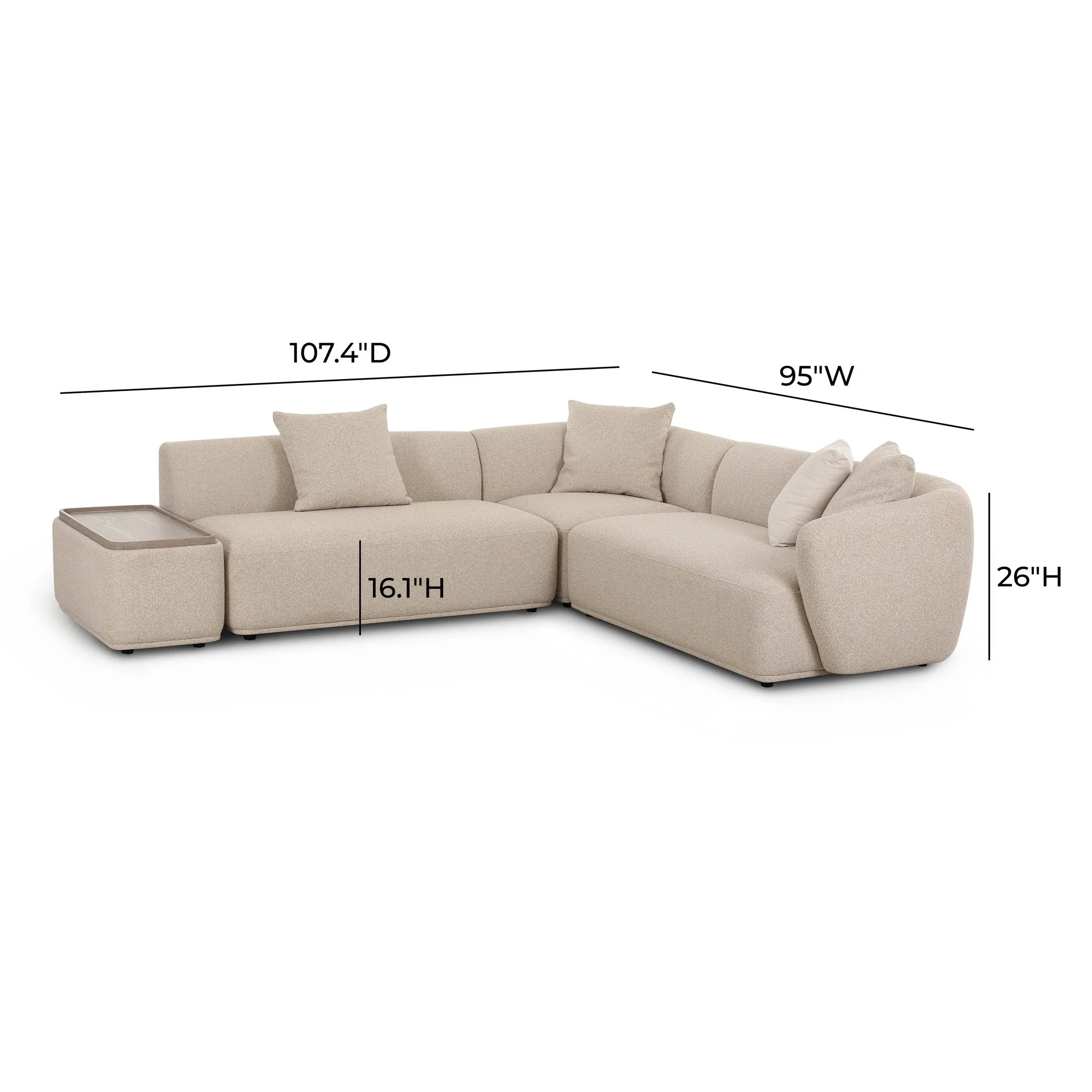 Sylvie Cream Boucle 4-Piece Left Chaise Sectional - Image 6