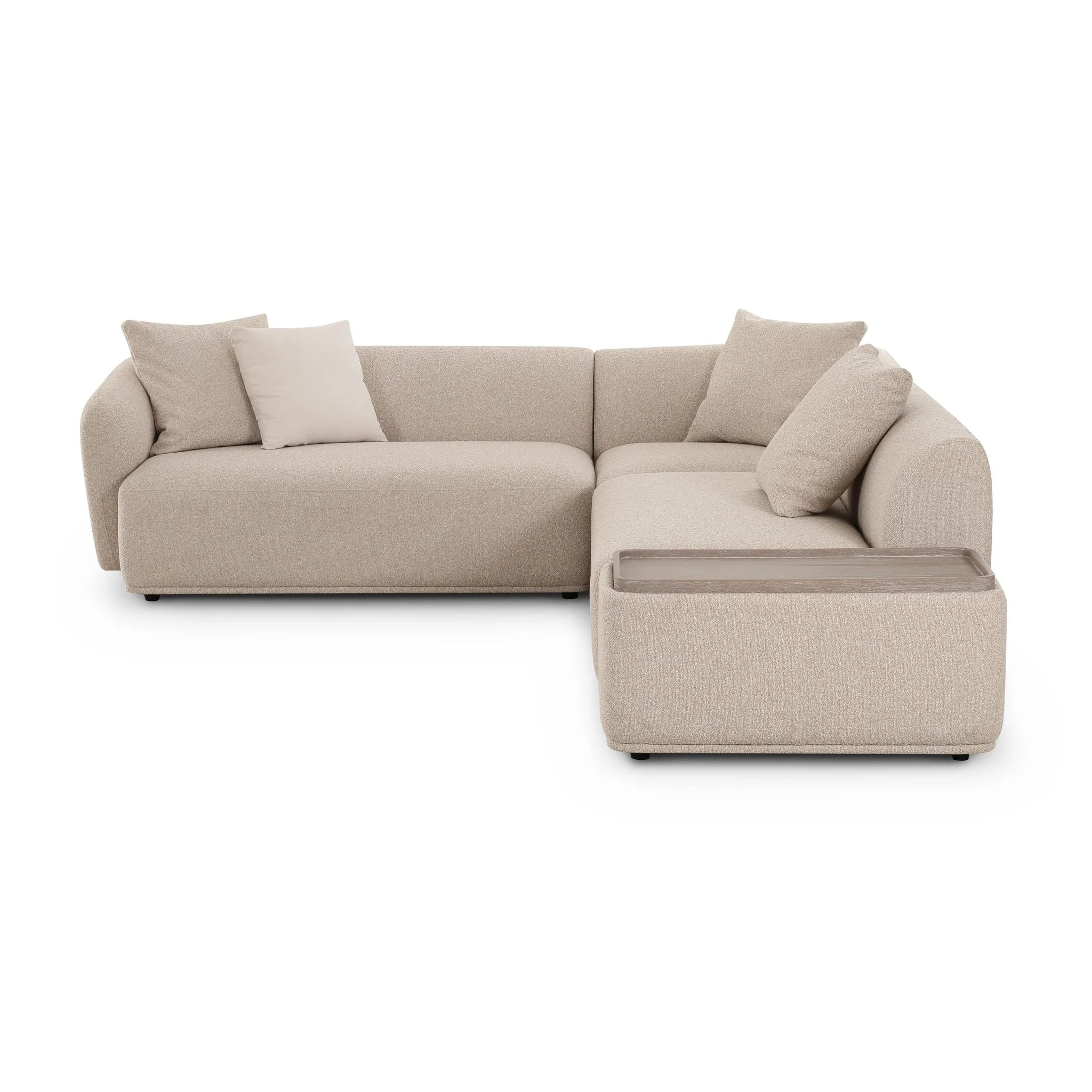 Sylvie Cream Boucle 4-Piece Right Chaise Sectional - Image 3