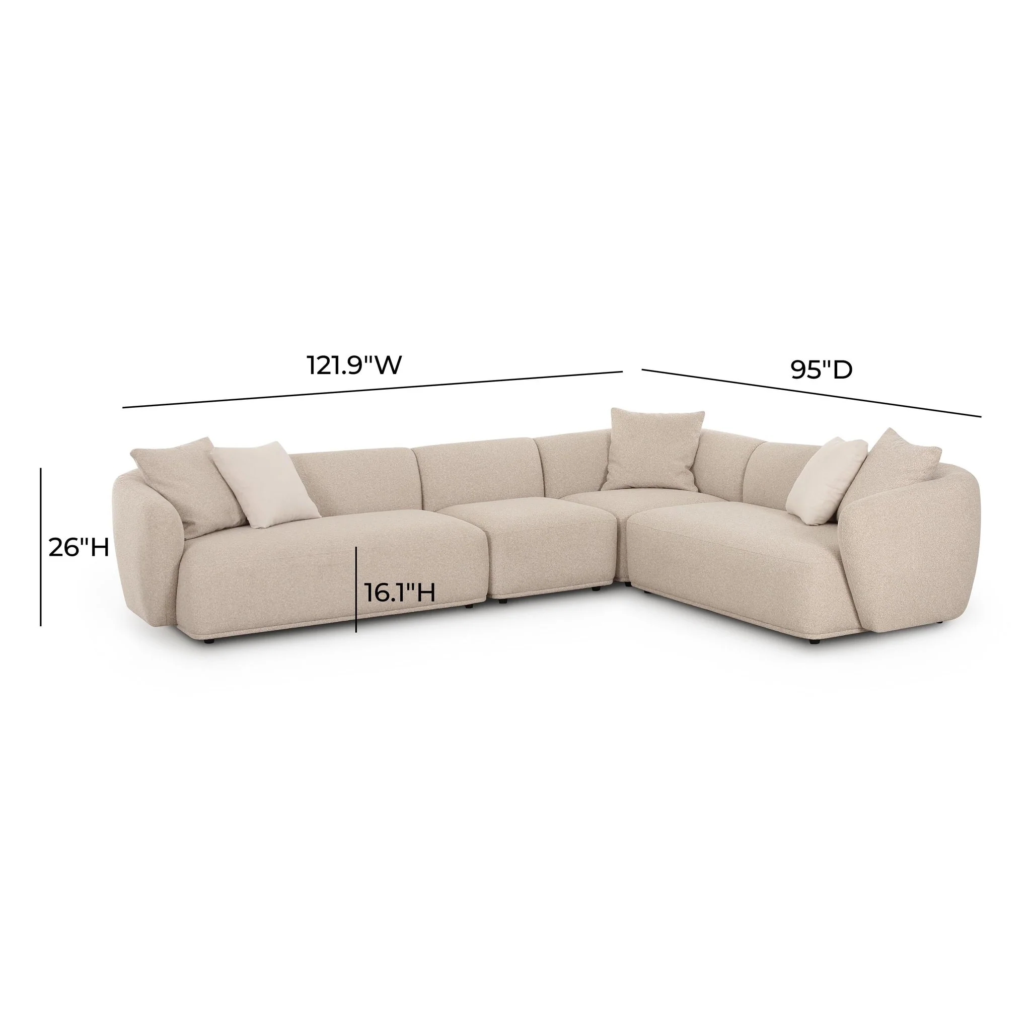 Sylvie Cream Boucle 4-Piece Sectional - Image 6