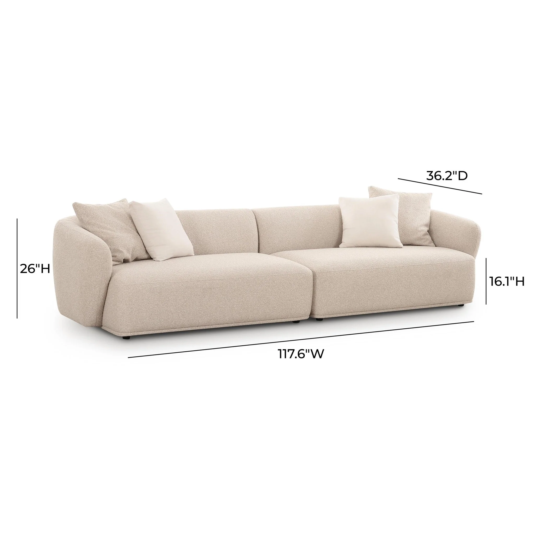 Sylvie Cream Boucle 4-Seater Sofa - Image 5