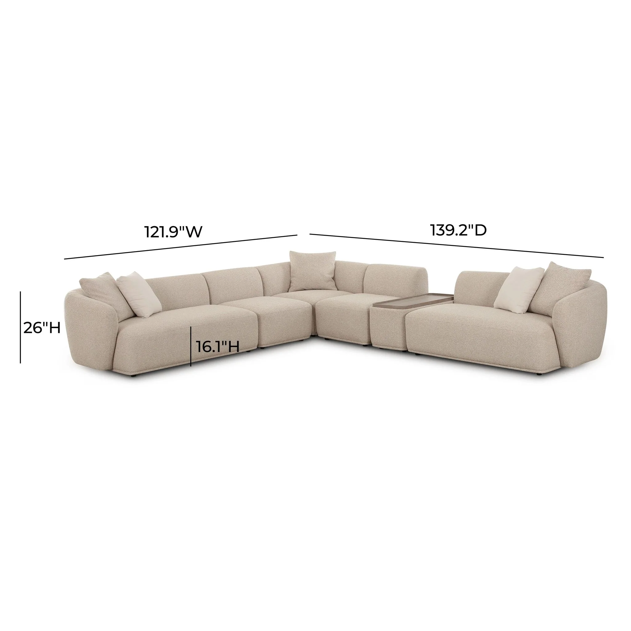 Sylvie Cream Boucle 6-Piece Large Sectional - Image 6