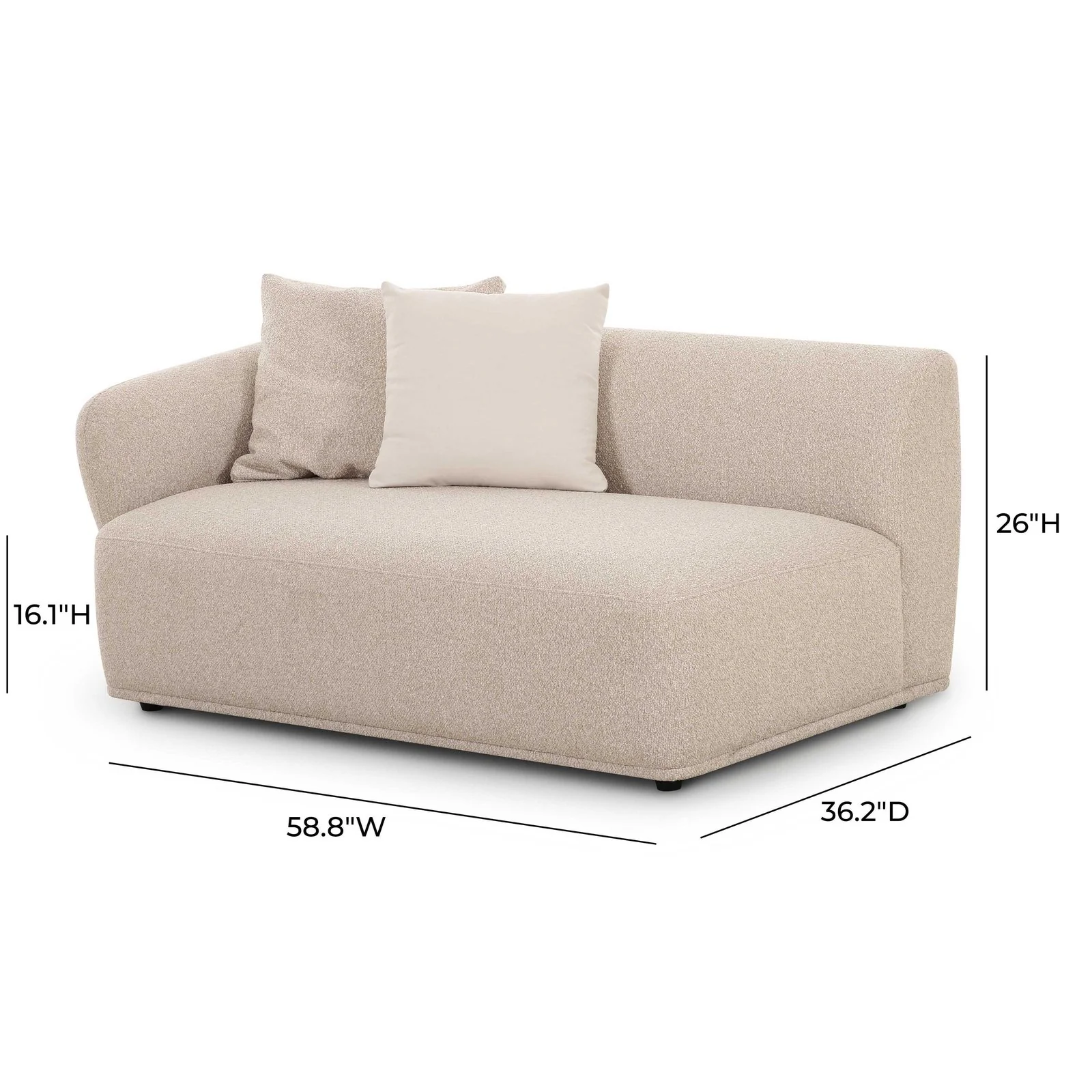 Sylvie Cream Boucle Left Arm 2-Seater Loveseat - Image 5