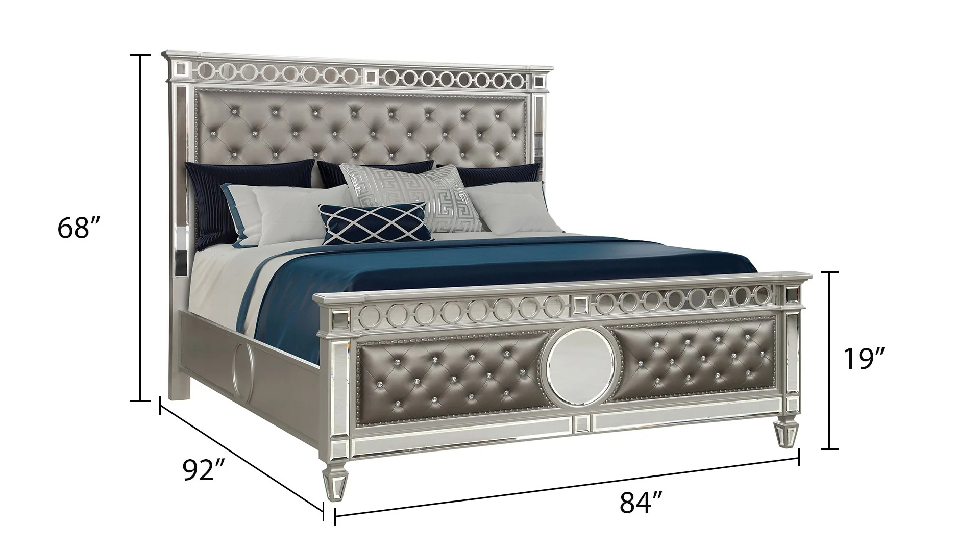Symphony 5 Pc king Bed Silver - Image 4