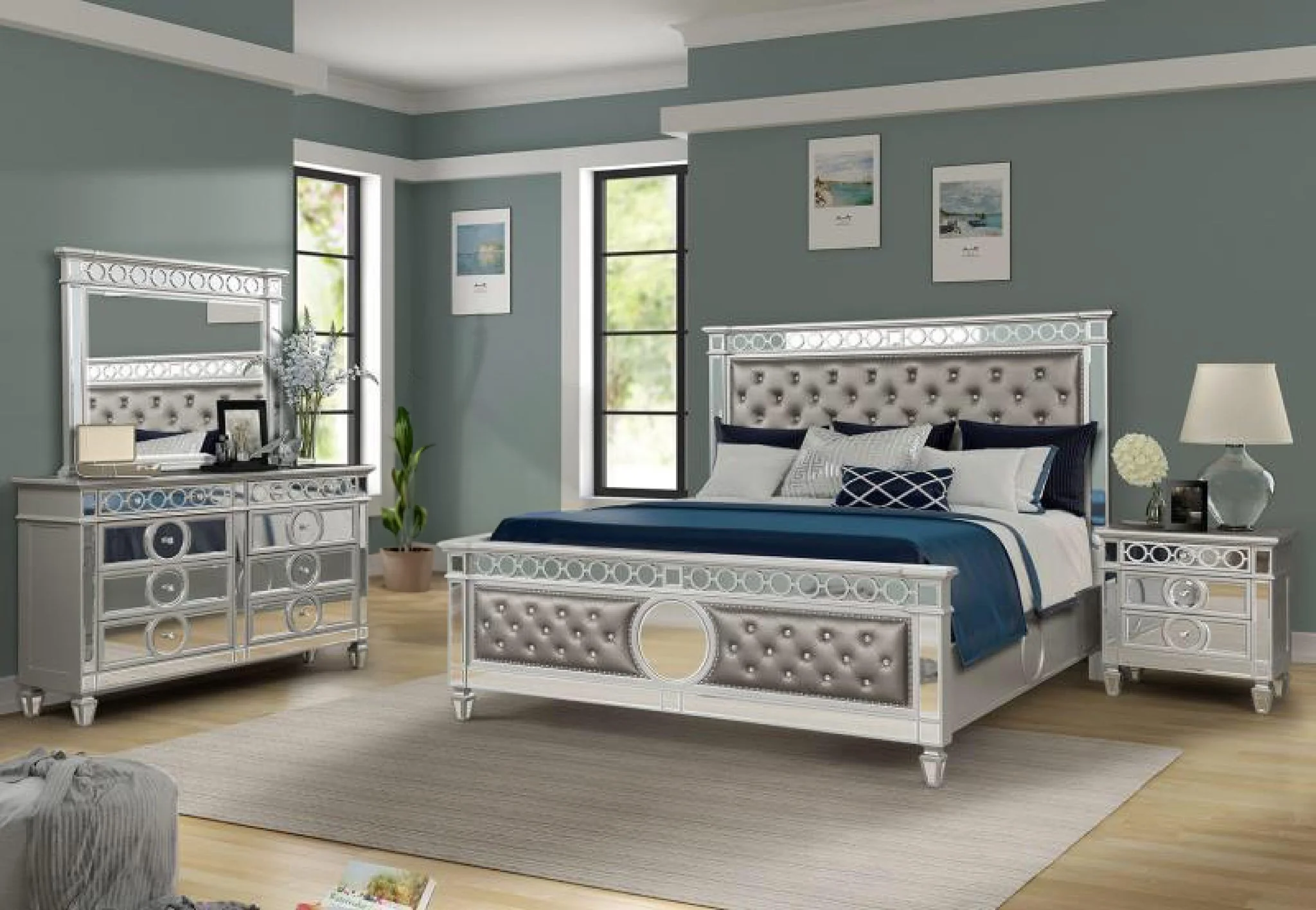 Symphony 5 Pc Queen Bed Silver - Image 20