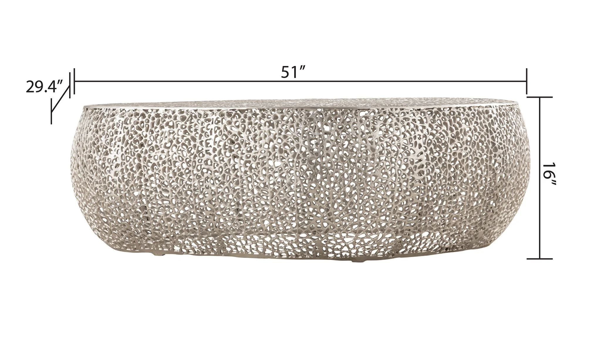 T3601-50 Oval Coffee Table Silver - Image 4