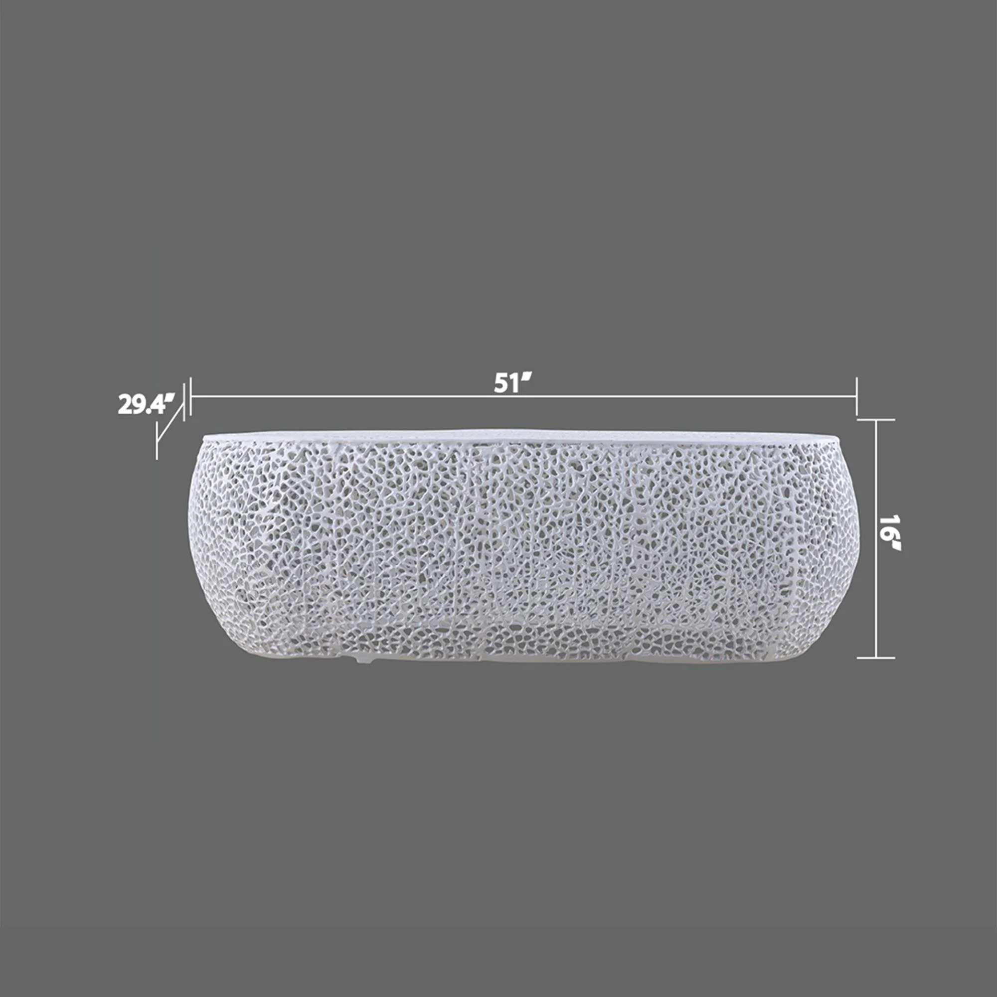 T3601-50 Oval Coffee Table White - Image 5