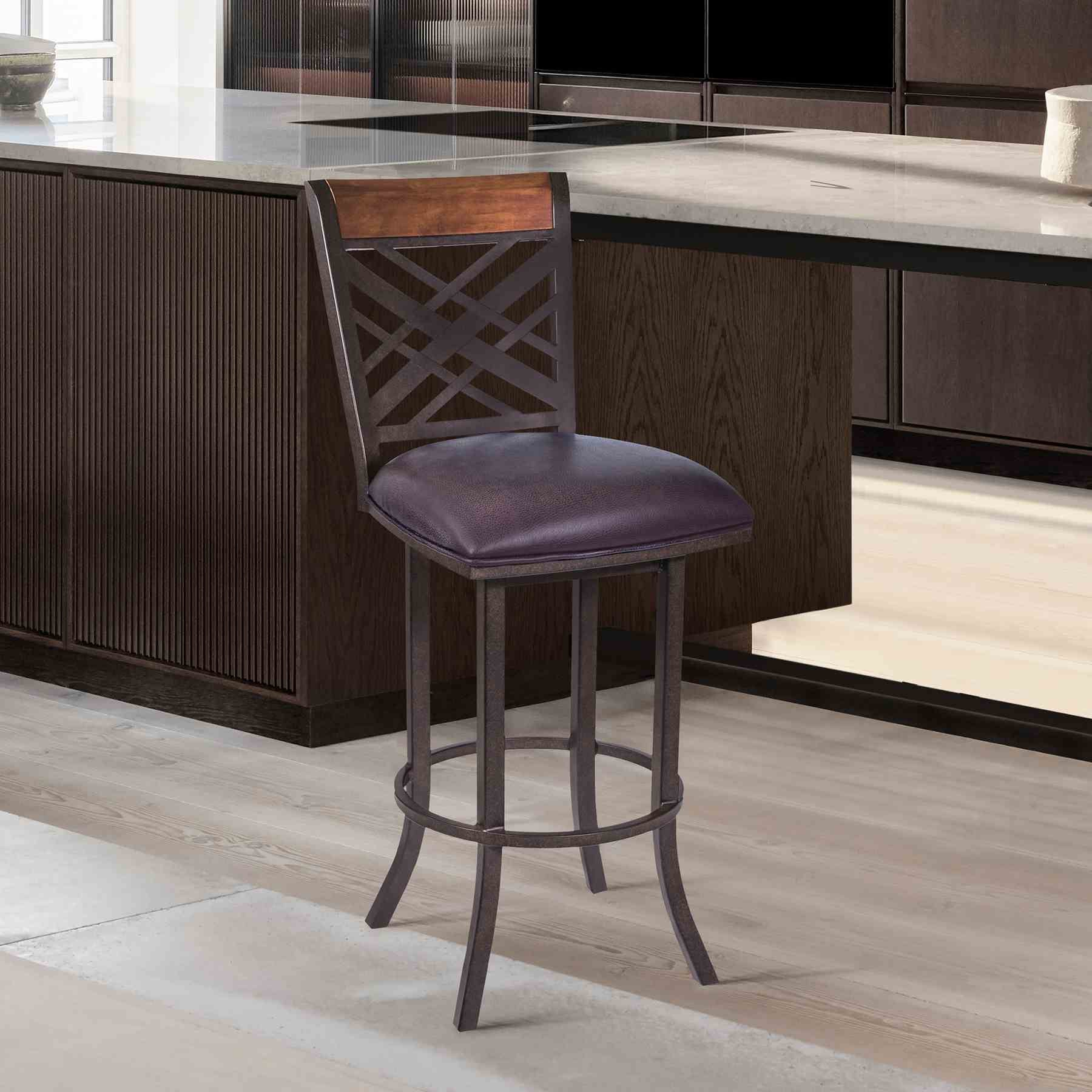 Tahiti 26" Barstool in Auburn Bay finish with Brown Pu upholstery - Image 6