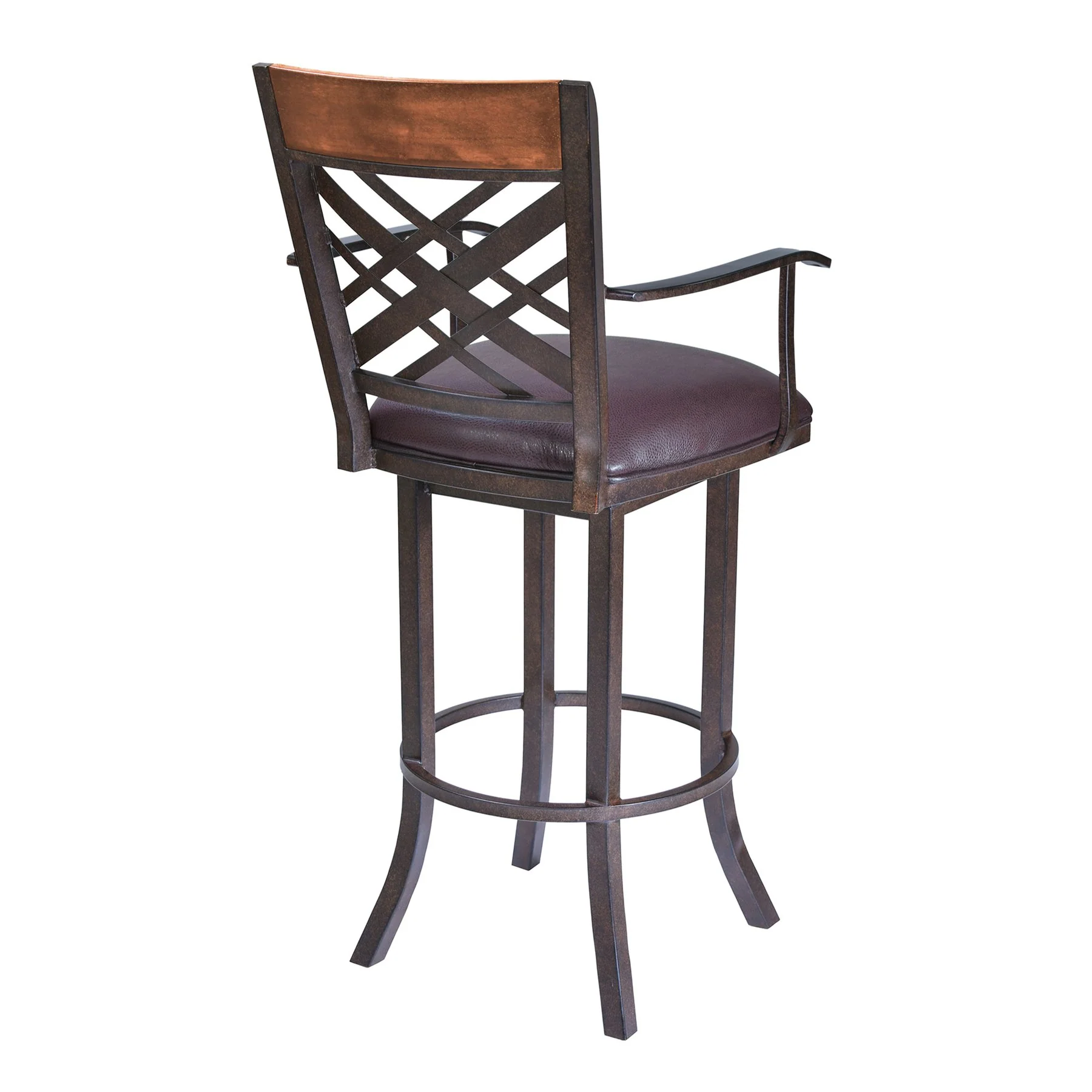 Tahiti 30" Arm Barstool in Auburn Bay finish with Brown Pu upholstery - Image 2