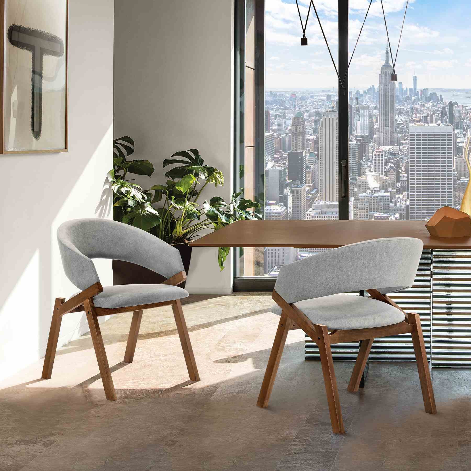 Talulah Gray Fabric and Walnut Veneer Dining Side Chairs - Set of 2 - Image 8
