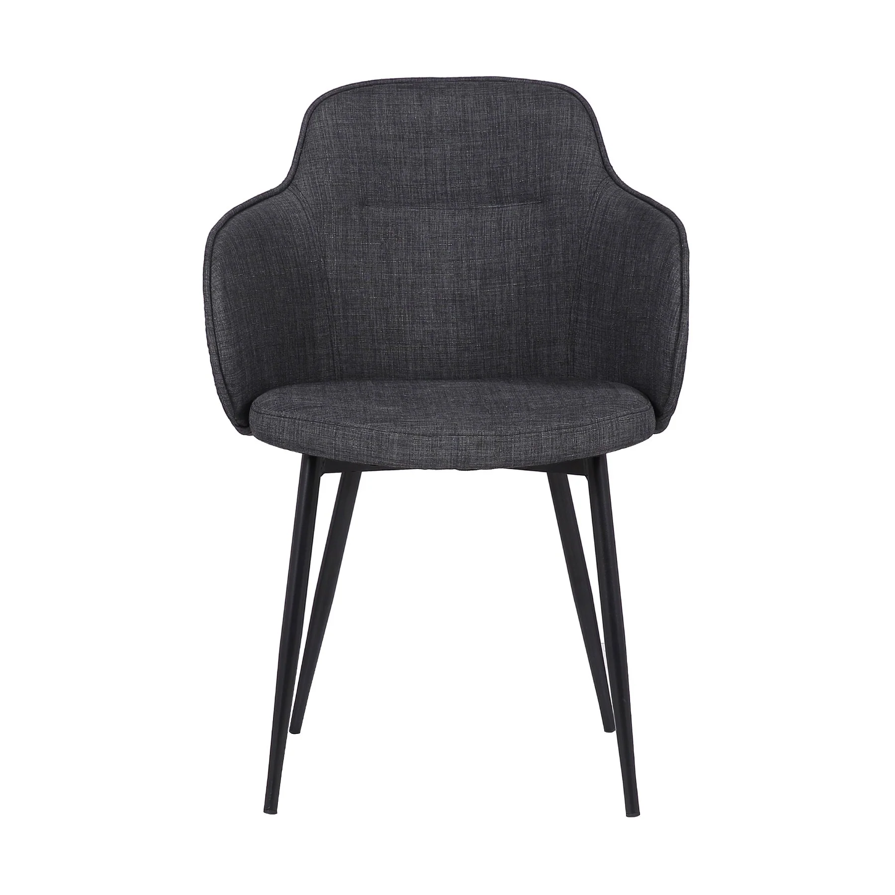 Tammy Contemporary Dining Chair in Black Powder Coated Finish and Charcoal Fabric - Image 2