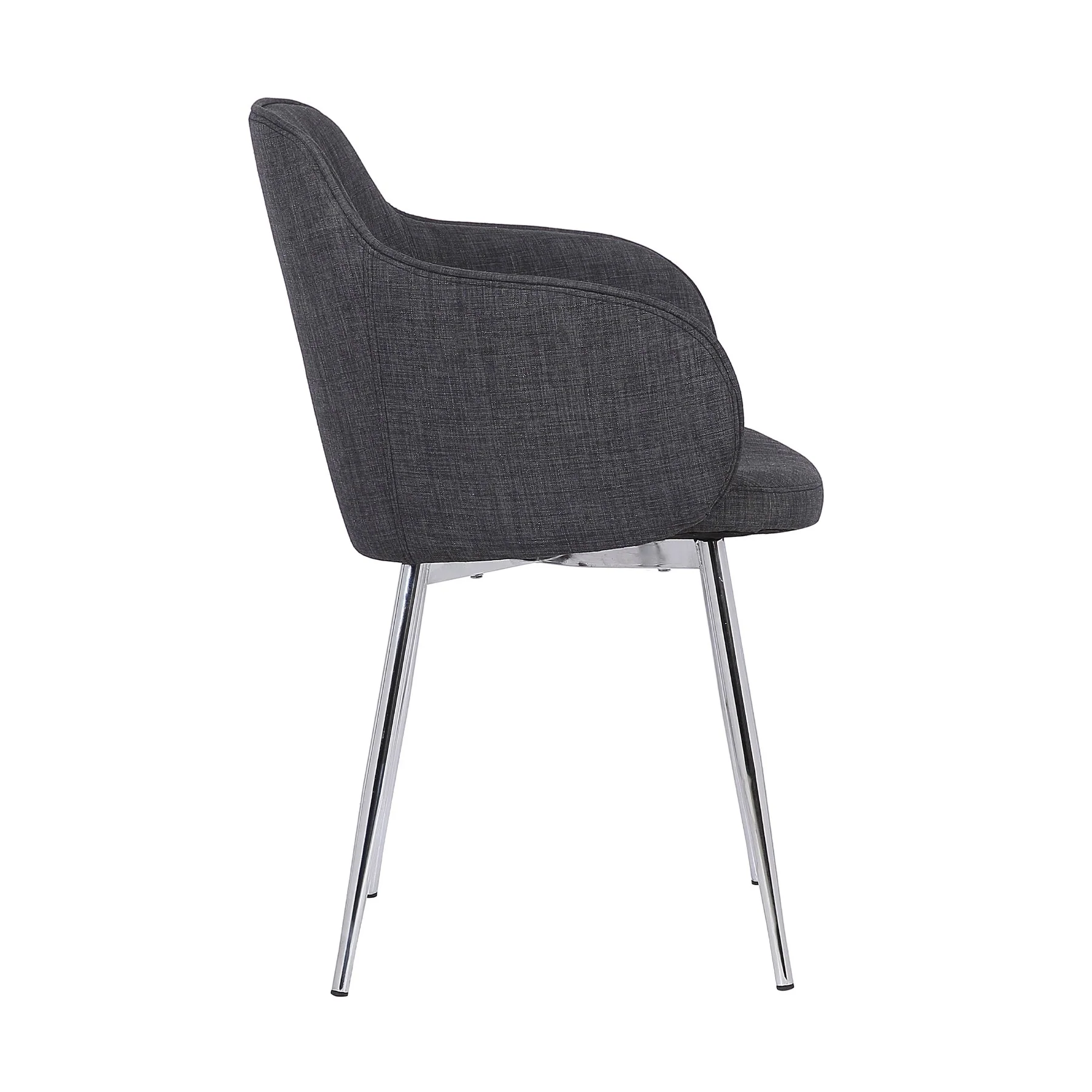 Tammy Contemporary Dining Chair in Chrome Brushed Finish and Charcoal Fabric - Image 3