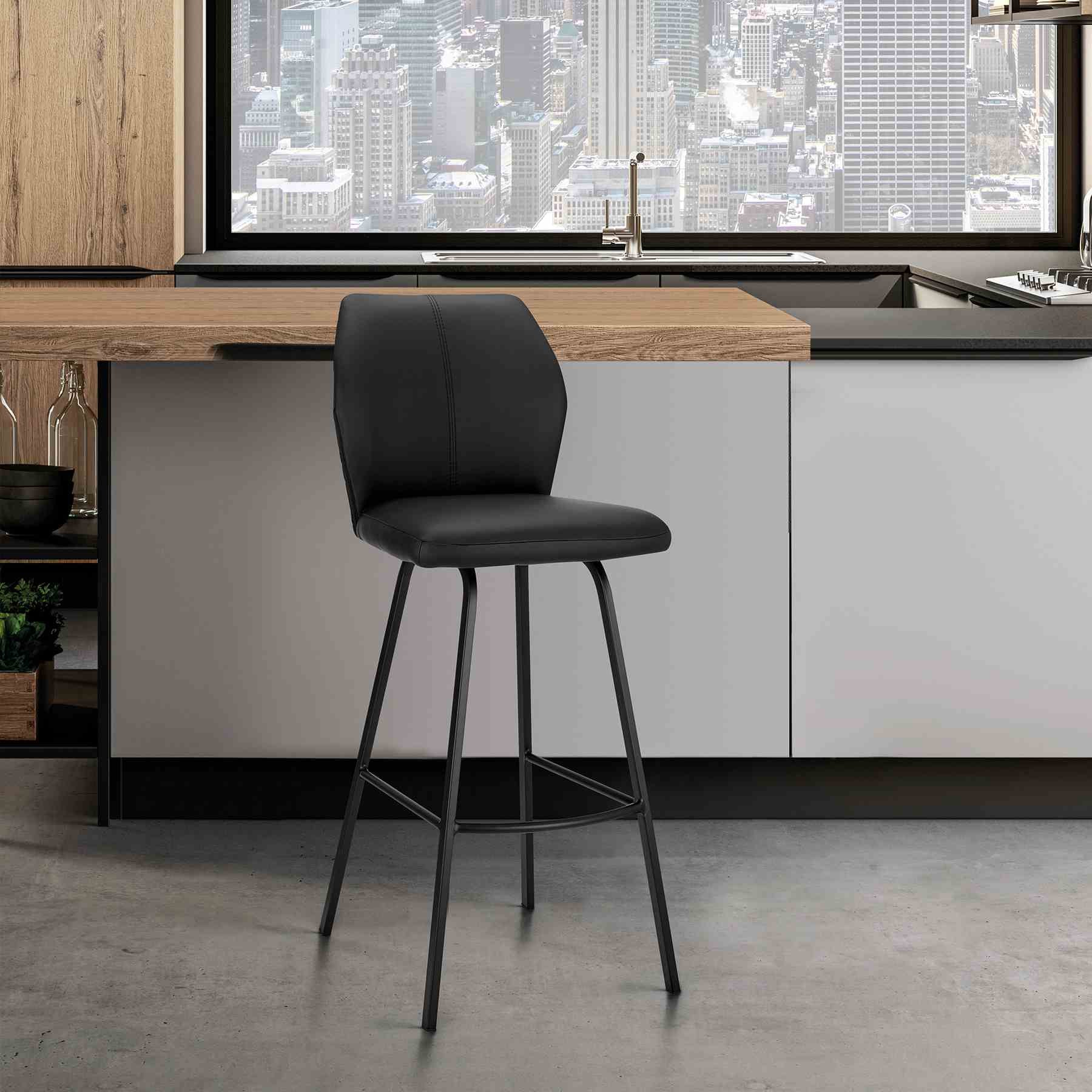 Tandy Black Faux Leather and Black Metal 26" Counter Stool - Image 11