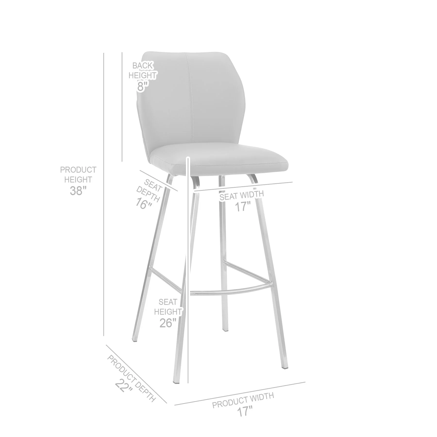 Tandy Gray Faux Leather and Black Metal 26" Counter Stool - Image 10