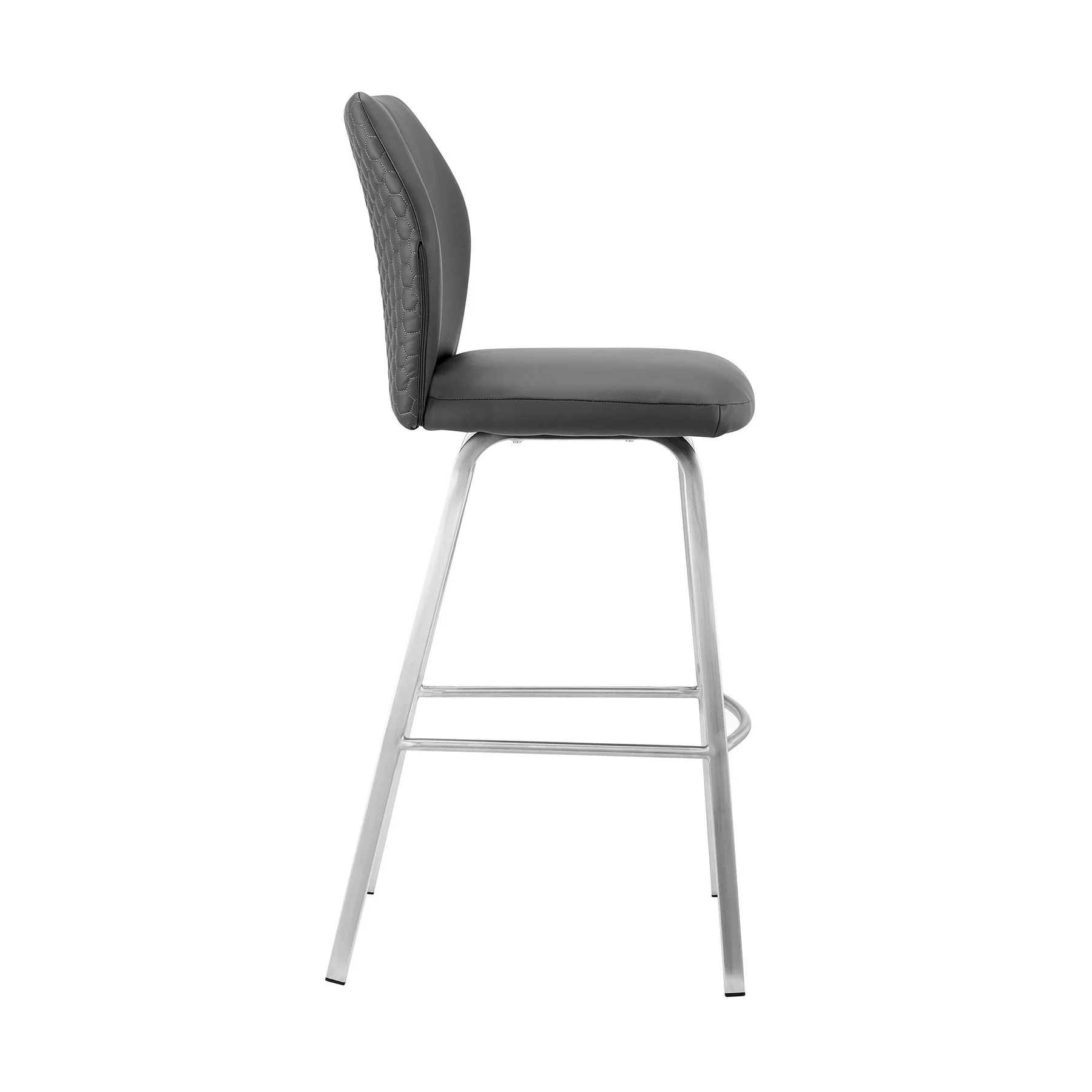 Tandy Gray Faux Leather and Brushed Stainless Steel 26" Counter Stool - Image 3