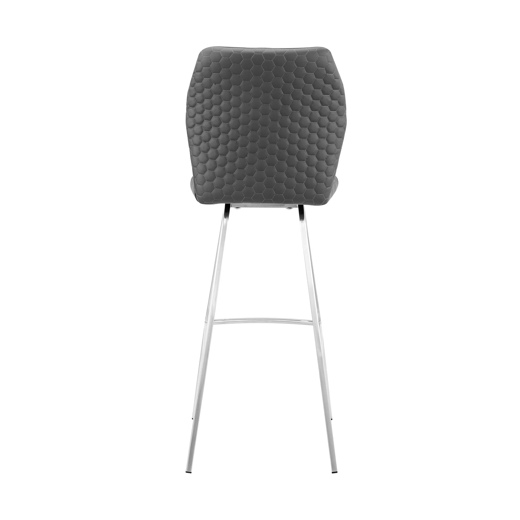 Tandy Gray Faux Leather and Brushed Stainless Steel 26" Counter Stool - Image 5