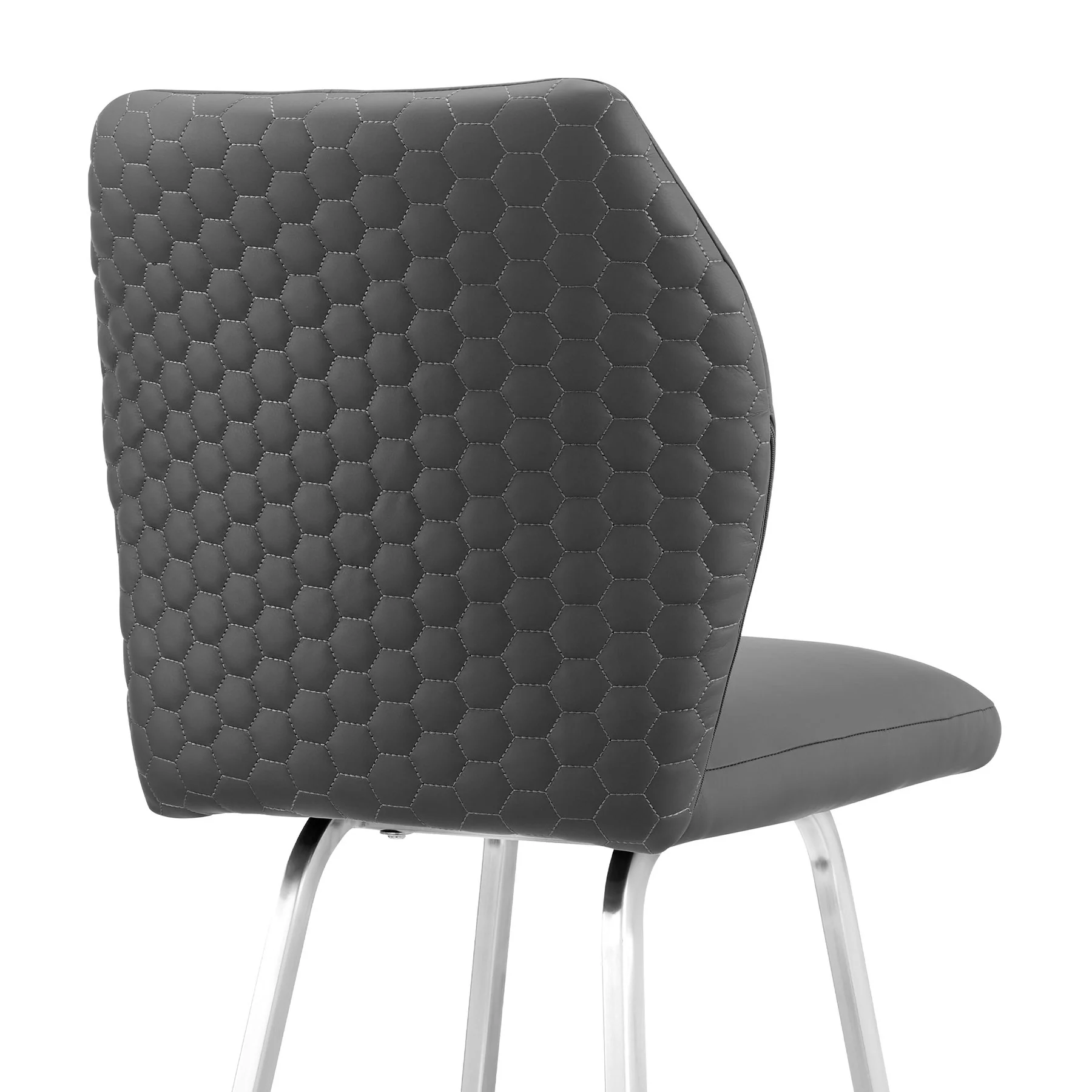 Tandy Gray Faux Leather and Brushed Stainless Steel 26" Counter Stool - Image 7
