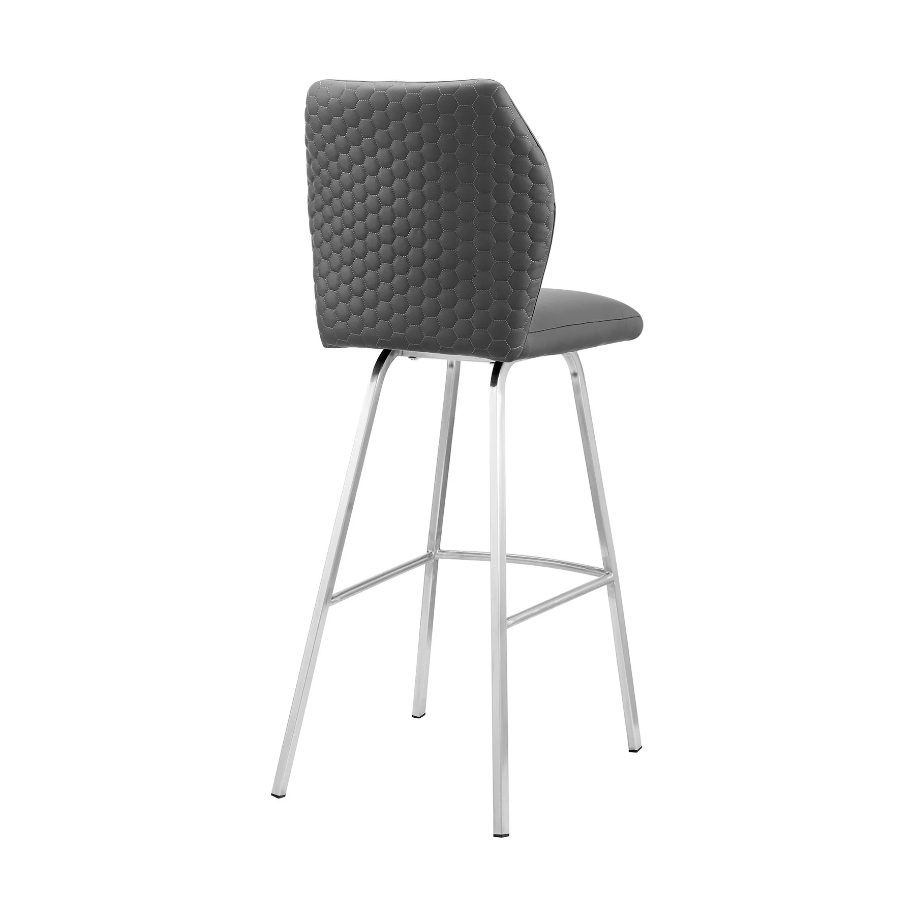 Tandy Gray Faux Leather and Brushed Stainless Steel 30" Bar Stool - Image 4