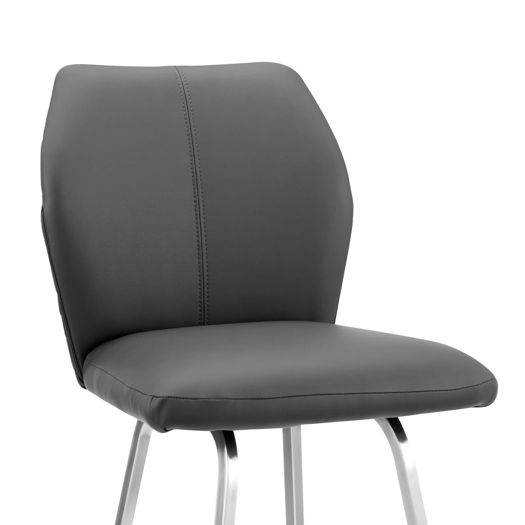 Tandy Gray Faux Leather and Brushed Stainless Steel 30" Bar Stool - Image 6