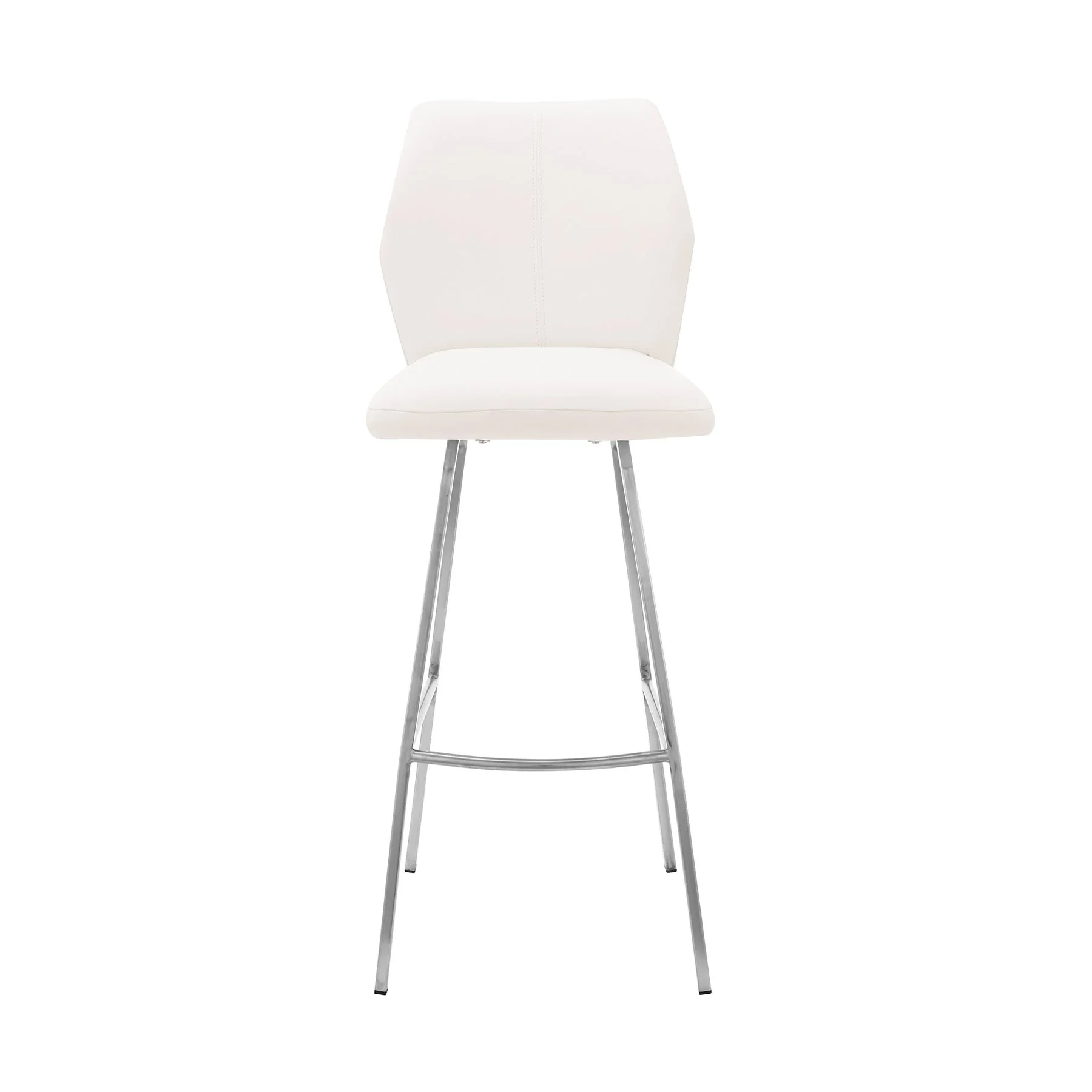 Tandy White Faux Leather and Brushed Stainless Steel 26" Counter Stool - Image 2