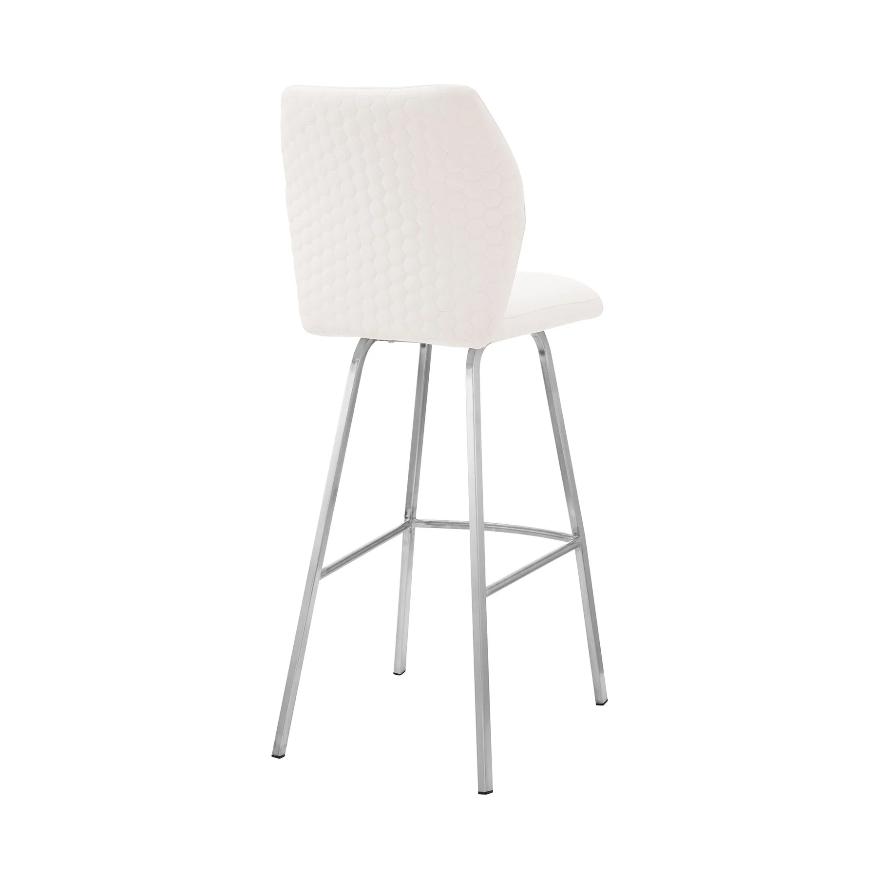Tandy White Faux Leather and Brushed Stainless Steel 26" Counter Stool - Image 4