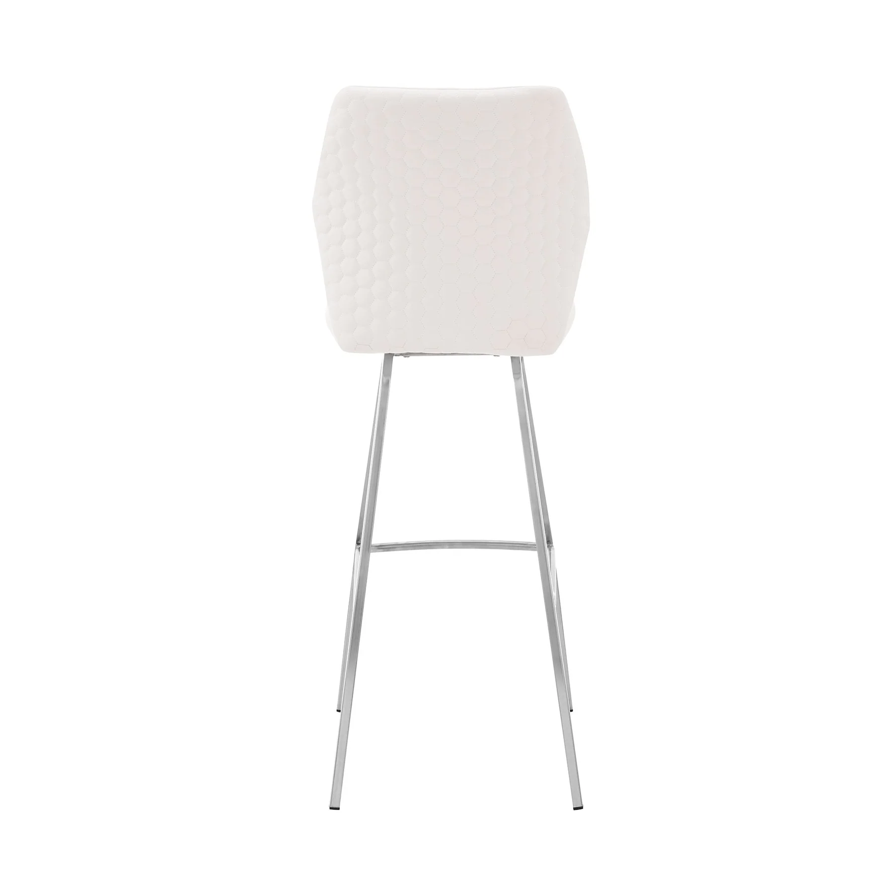 Tandy White Faux Leather and Brushed Stainless Steel 26" Counter Stool - Image 5