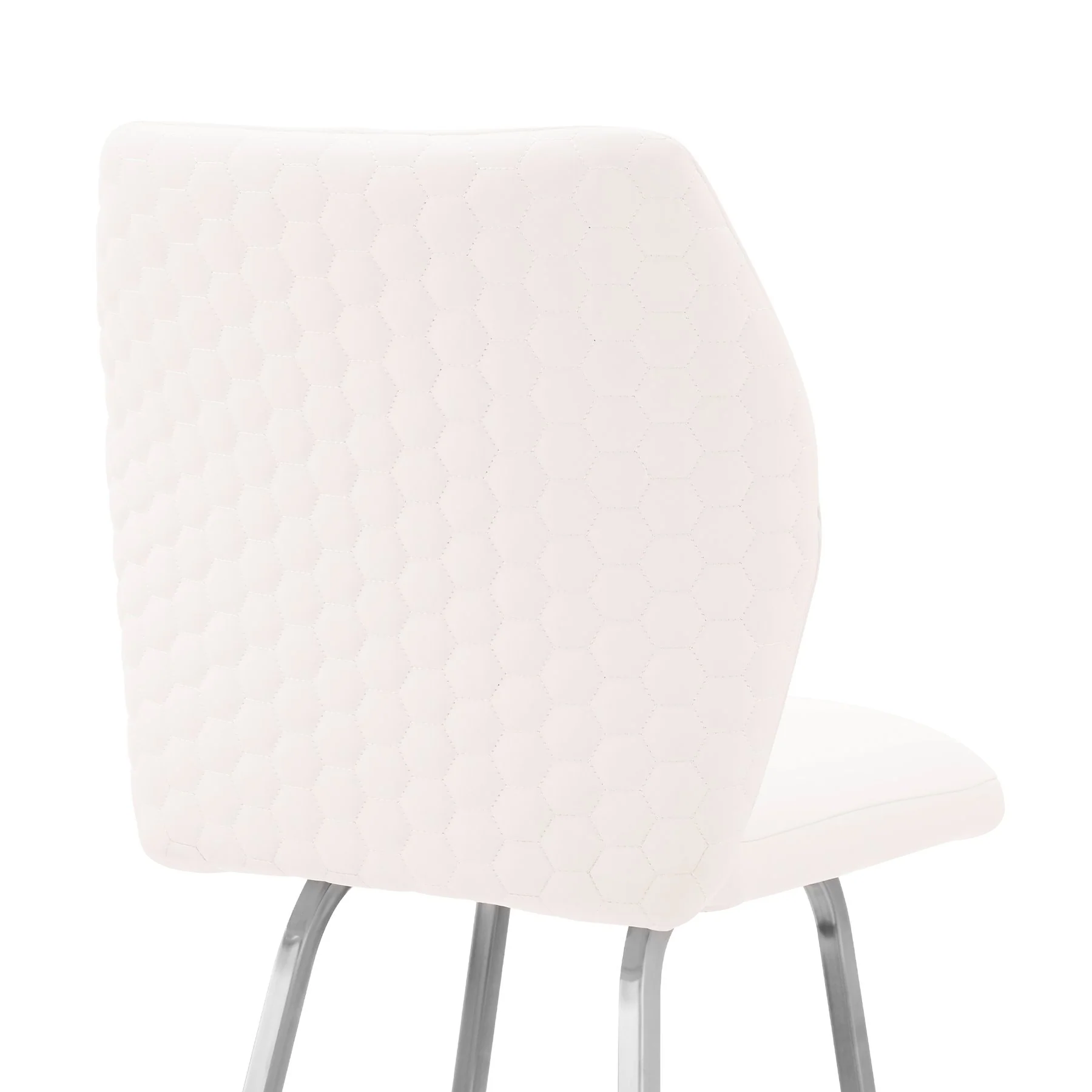 Tandy White Faux Leather and Brushed Stainless Steel 26" Counter Stool - Image 7
