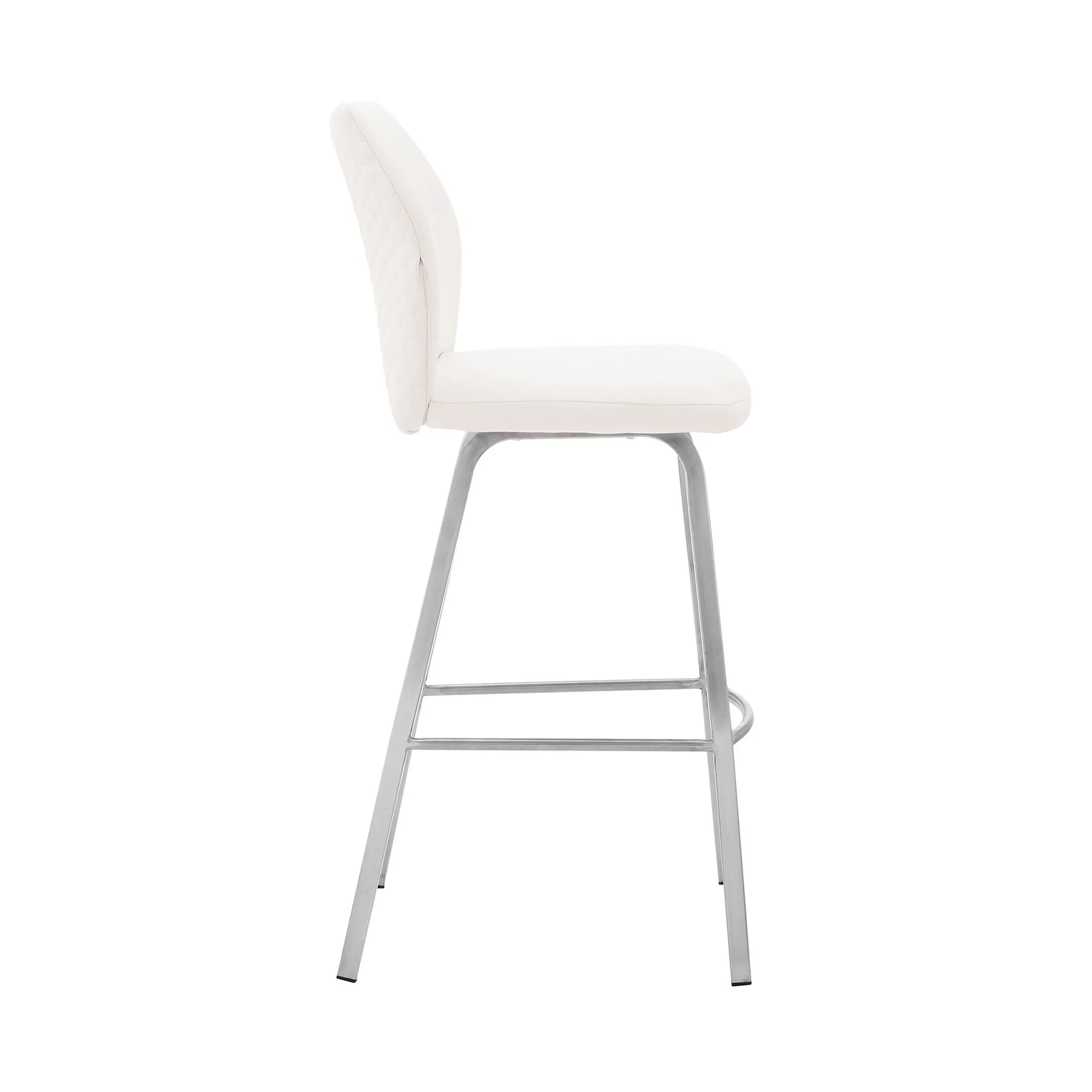 Tandy White Faux Leather and Brushed Stainless Steel 30" Bar Stool - Image 3