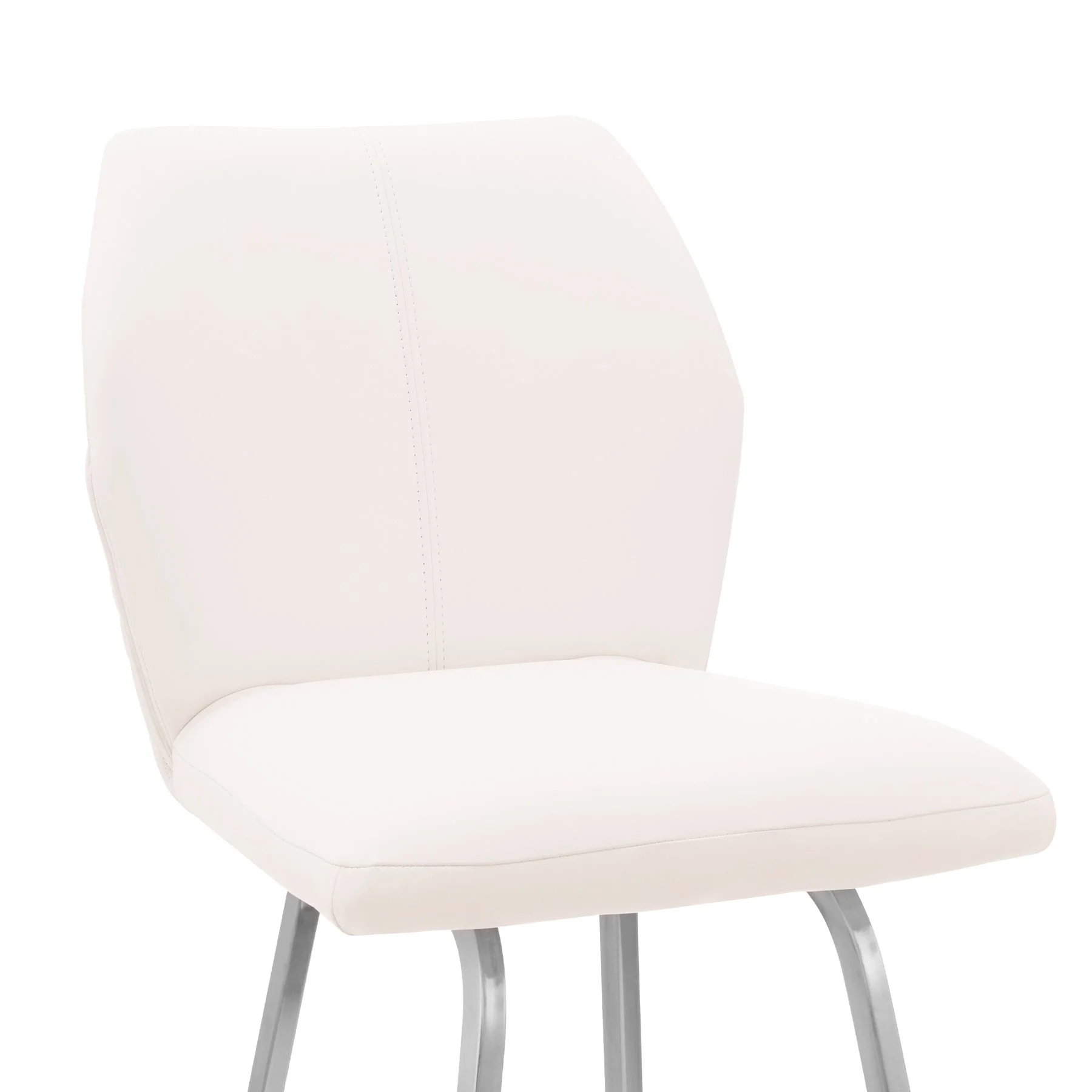 Tandy White Faux Leather and Brushed Stainless Steel 30" Bar Stool - Image 6