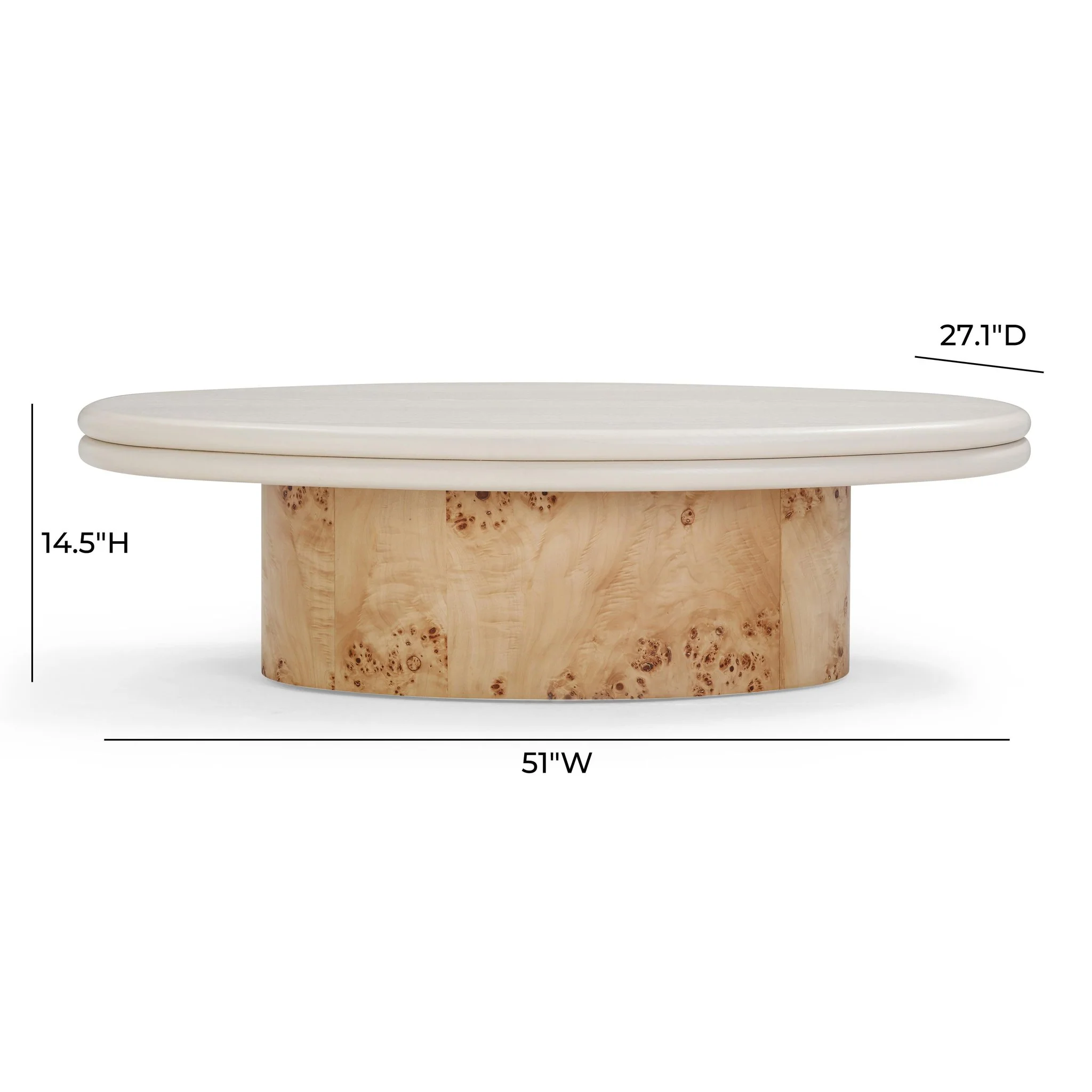 Tanner Natural Burl and Cream Ash Coffee Table - Image 6