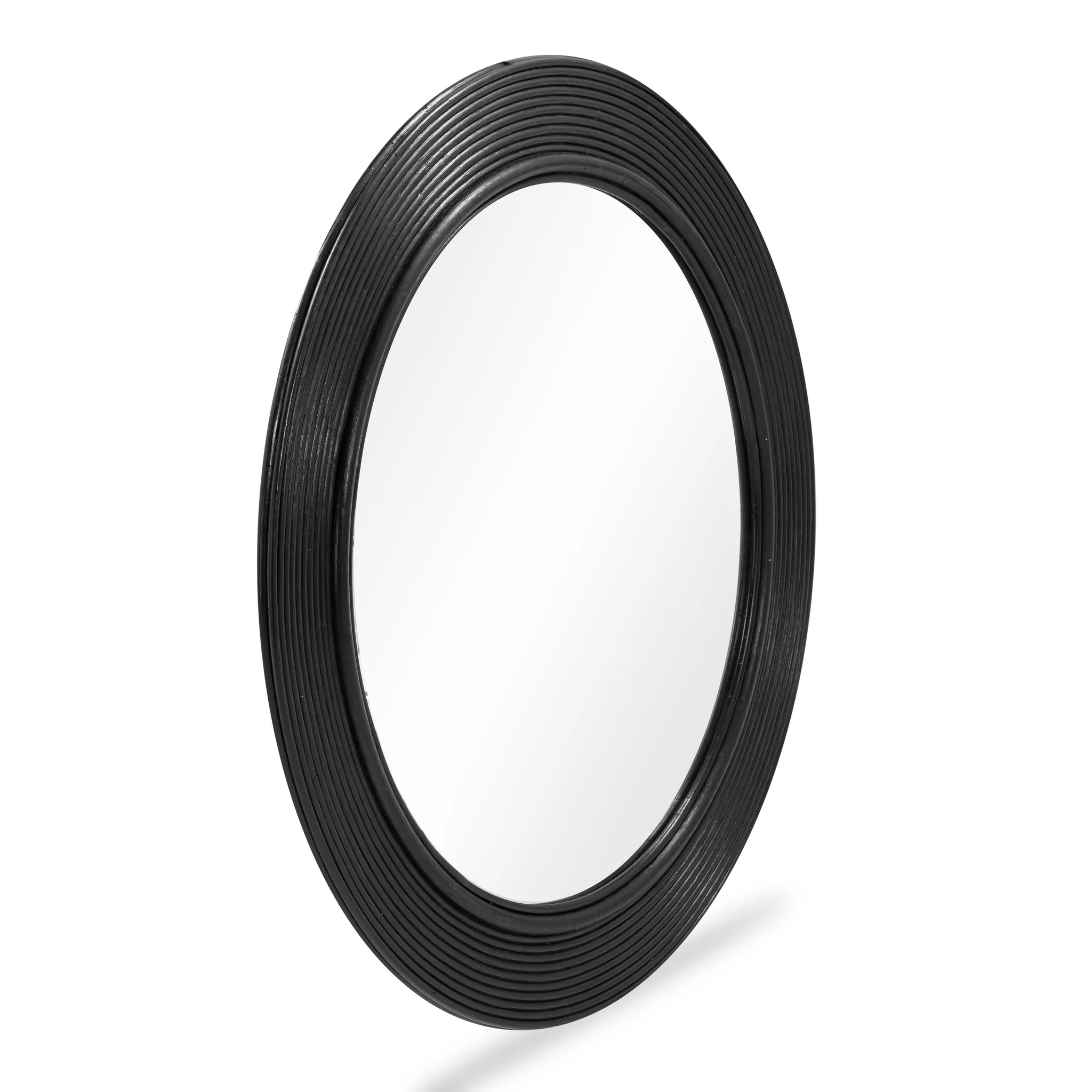 Tanya Black Rattan Round Wall Mirror - Image 2