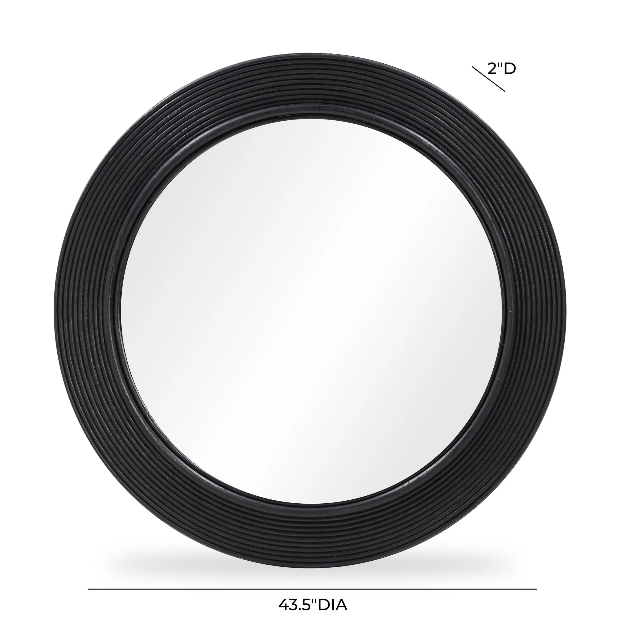 Tanya Black Rattan Round Wall Mirror - Image 5