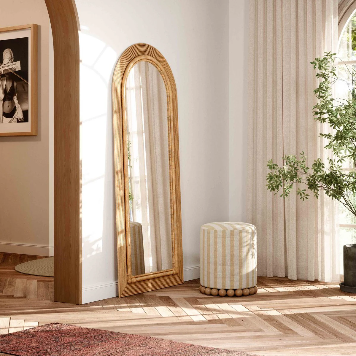 Tanya Natural Rattan 70 inch Floor Mirror - Image 2