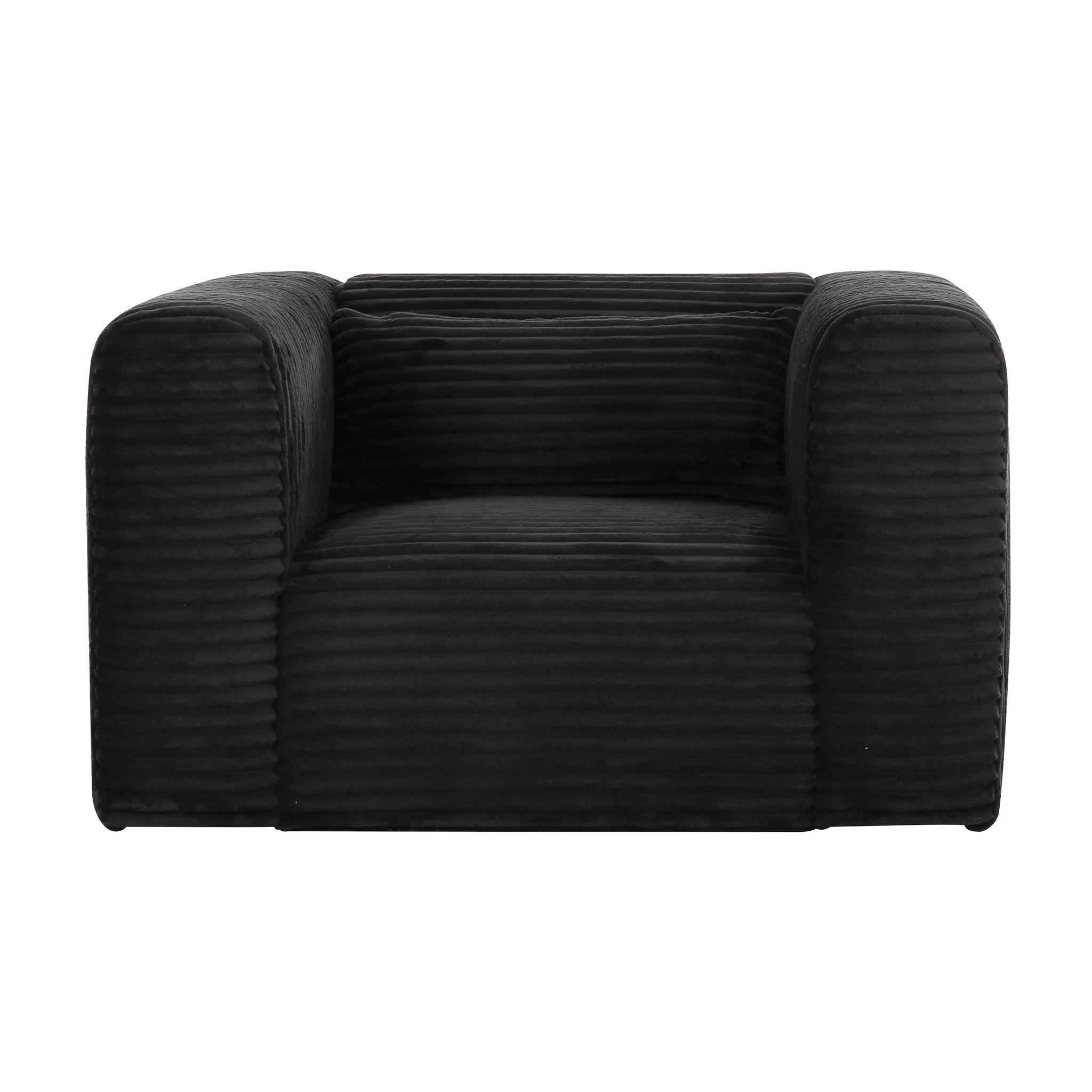 Tarra Fluffy Oversized Black Corduroy Armchair - Image 3