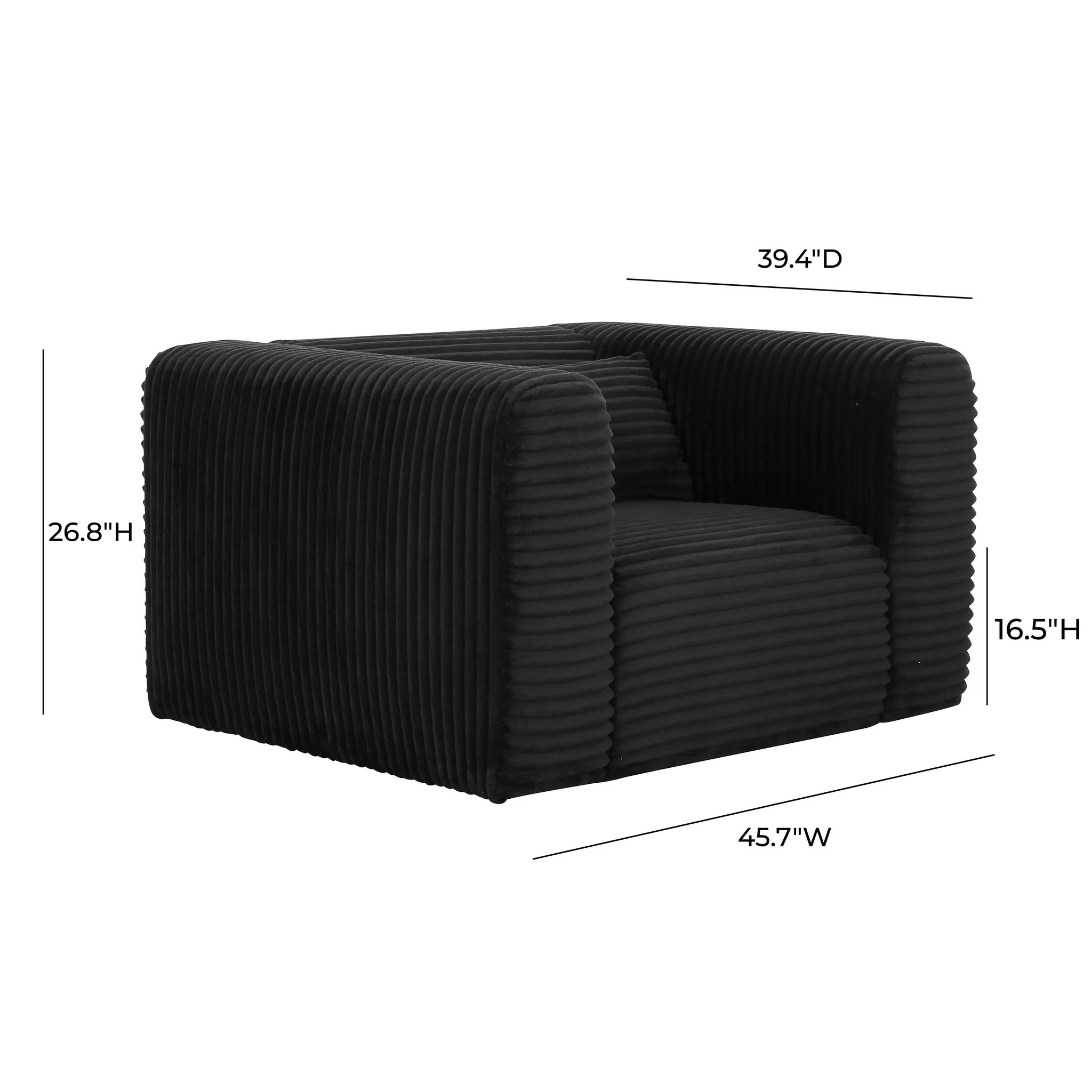 Tarra Fluffy Oversized Black Corduroy Armchair - Image 6