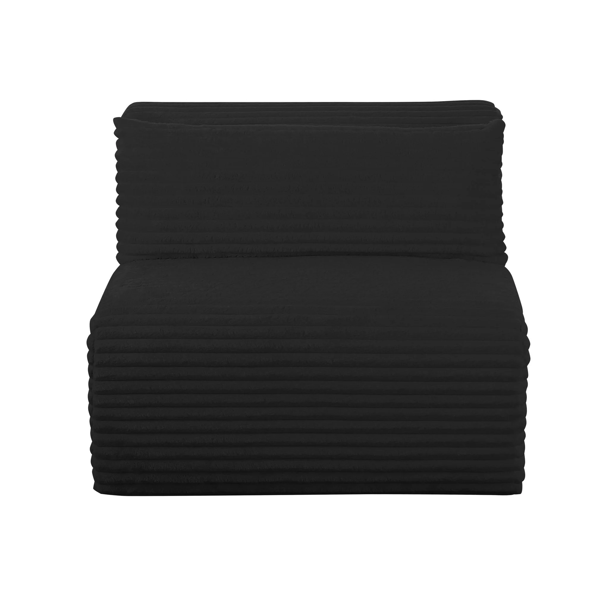 Tarra Fluffy Oversized Black Corduroy Modular Armless Chair - Image 3