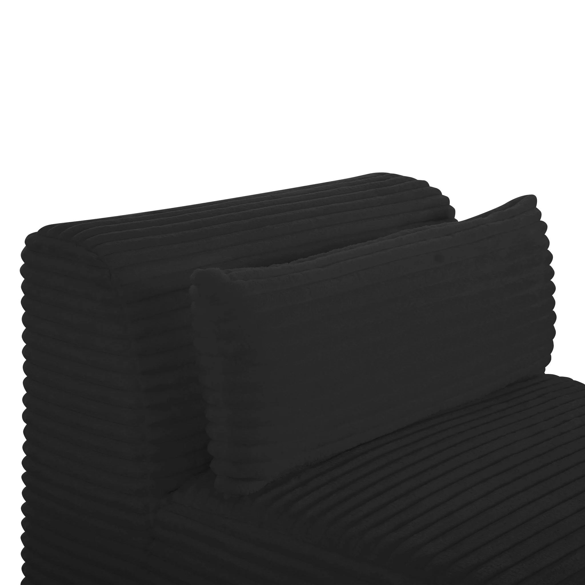 Tarra Fluffy Oversized Black Corduroy Modular Armless Chair - Image 5