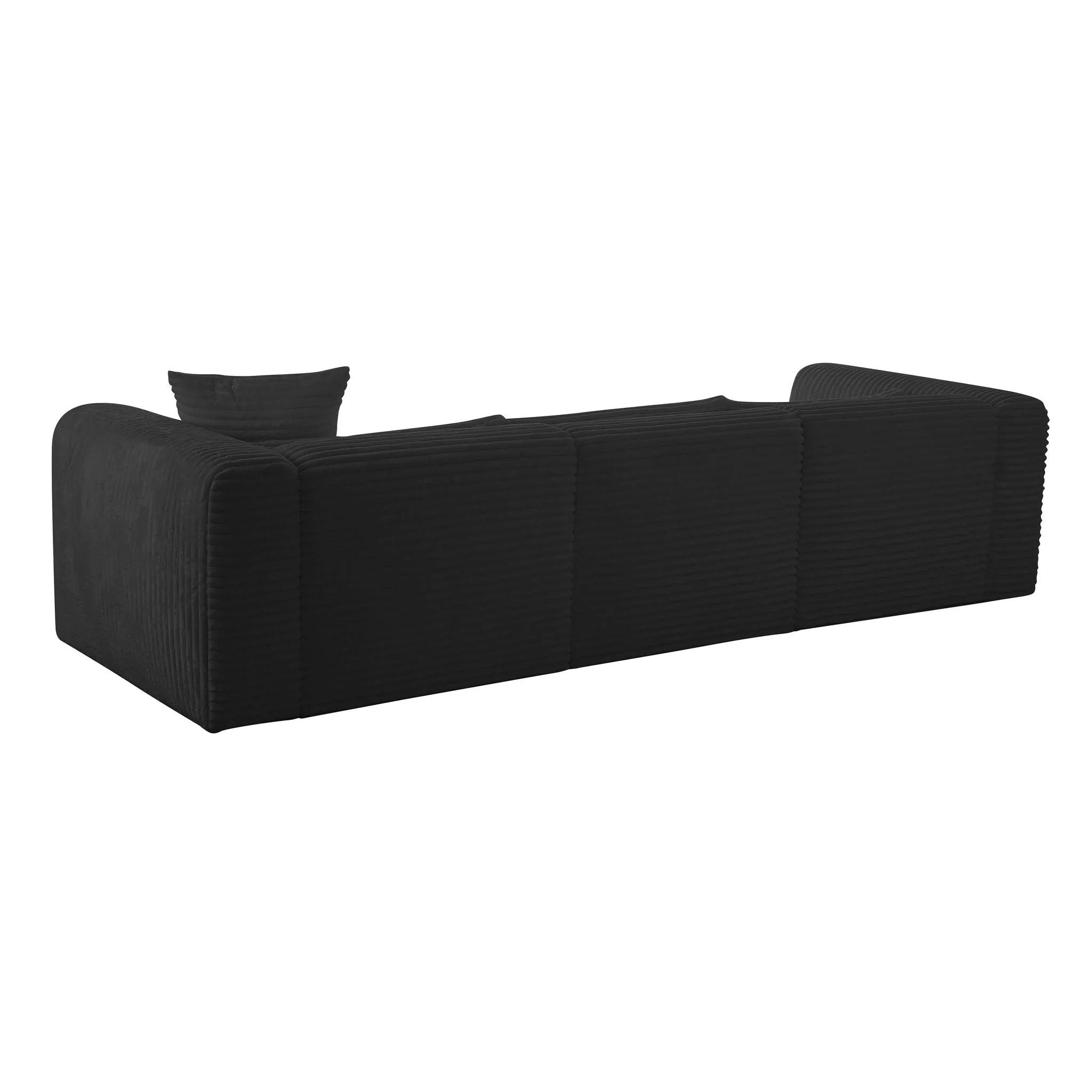 Tarra Fluffy Oversized Black Corduroy Modular LAF Chaise - Image 11