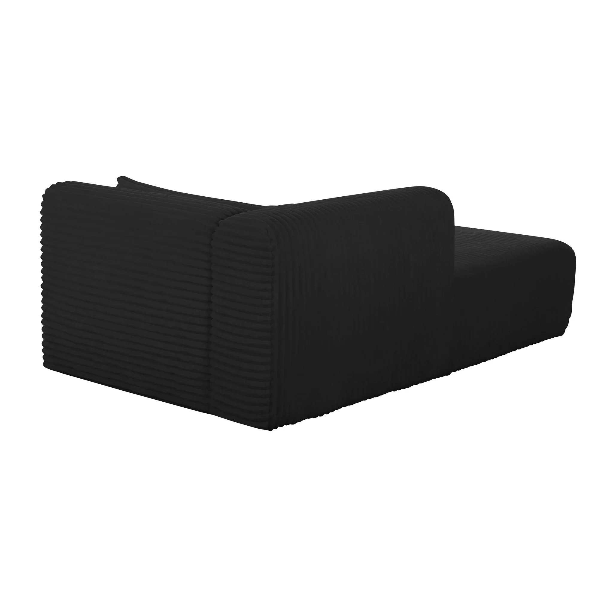 Tarra Fluffy Oversized Black Corduroy Modular LAF Chaise - Image 12