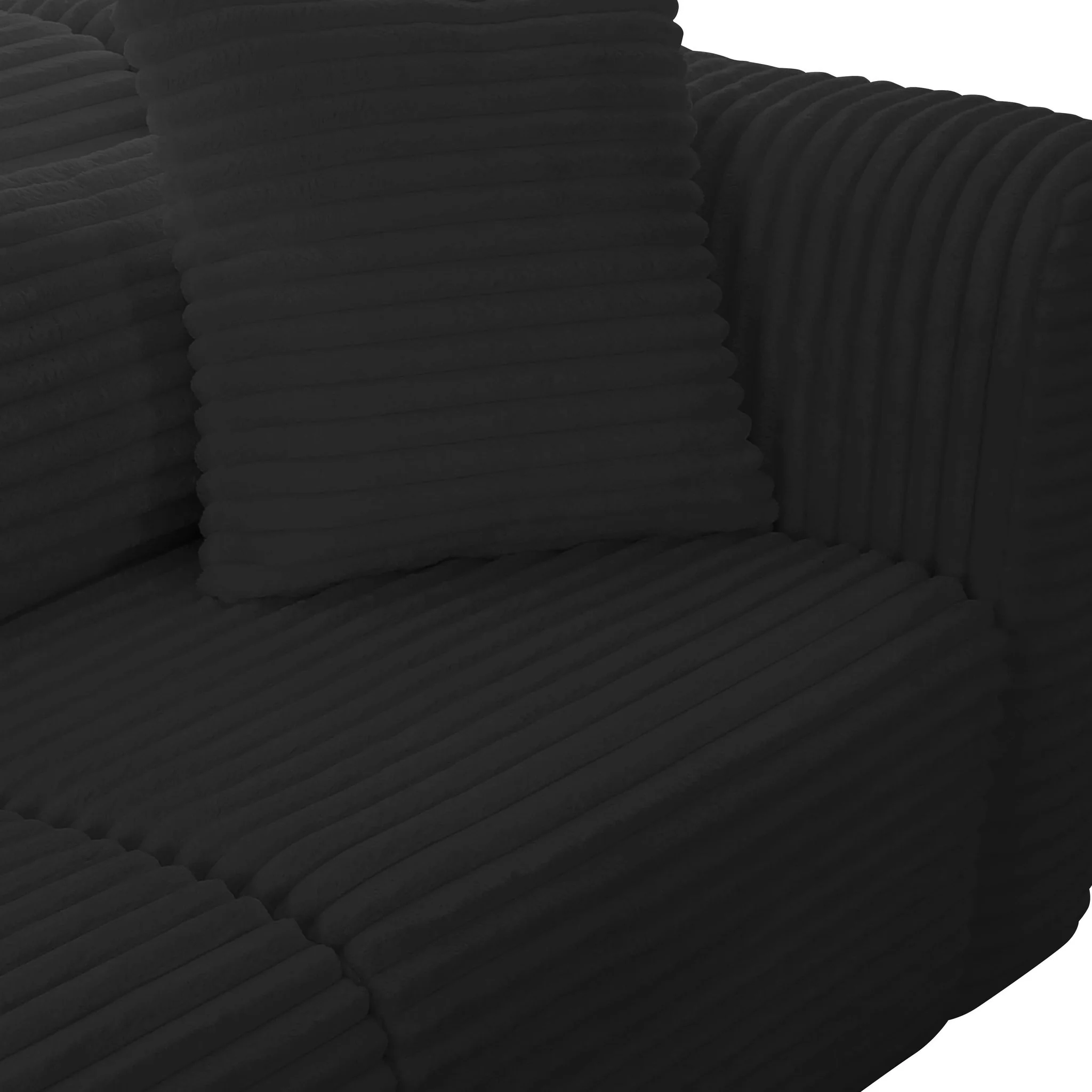 Tarra Fluffy Oversized Black Corduroy Modular LAF Chaise - Image 13