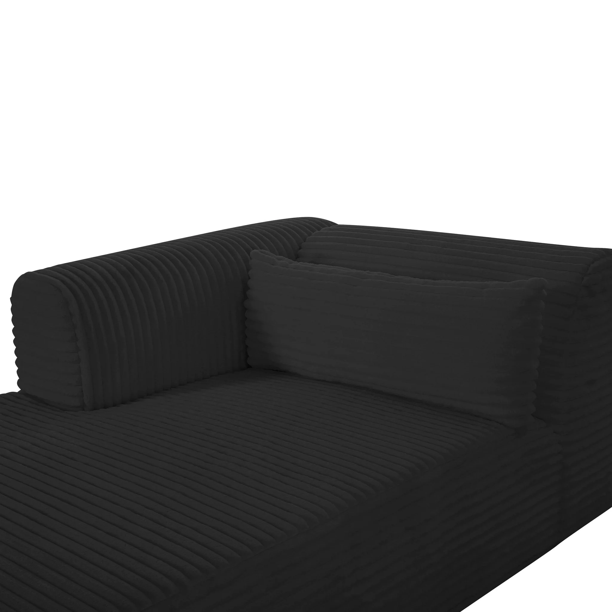 Tarra Fluffy Oversized Black Corduroy Modular LAF Chaise - Image 14