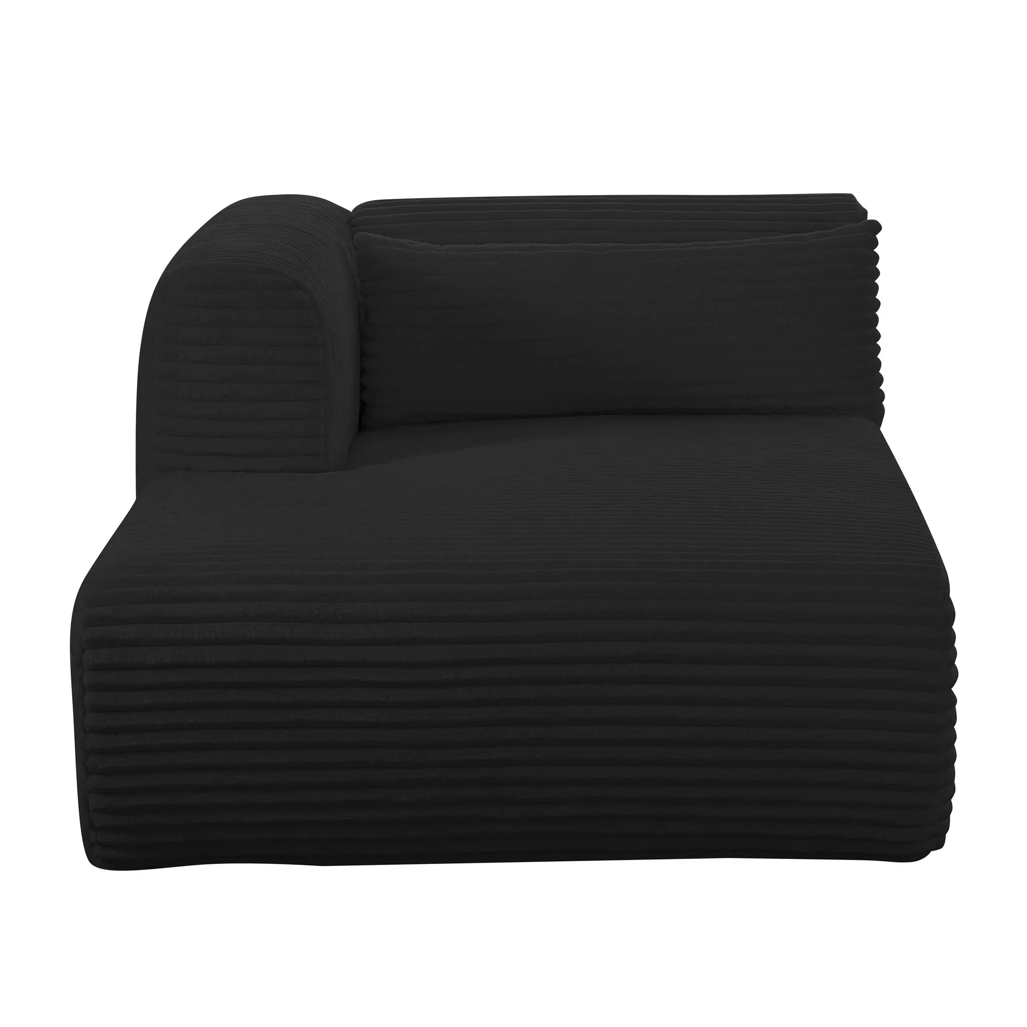 Tarra Fluffy Oversized Black Corduroy Modular LAF Chaise - Image 6