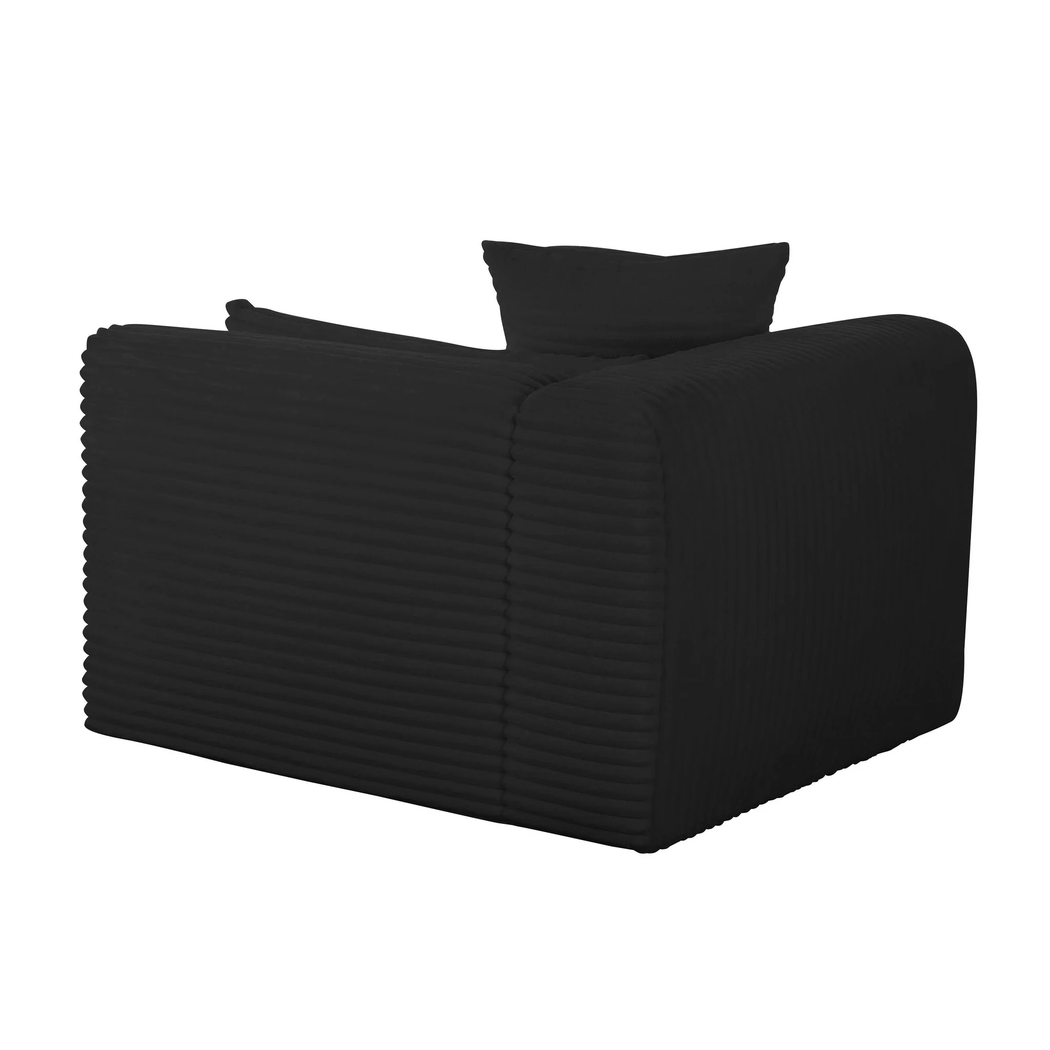 Tarra Fluffy Oversized Black Corduroy Modular LAF Corner Chair - Image 5